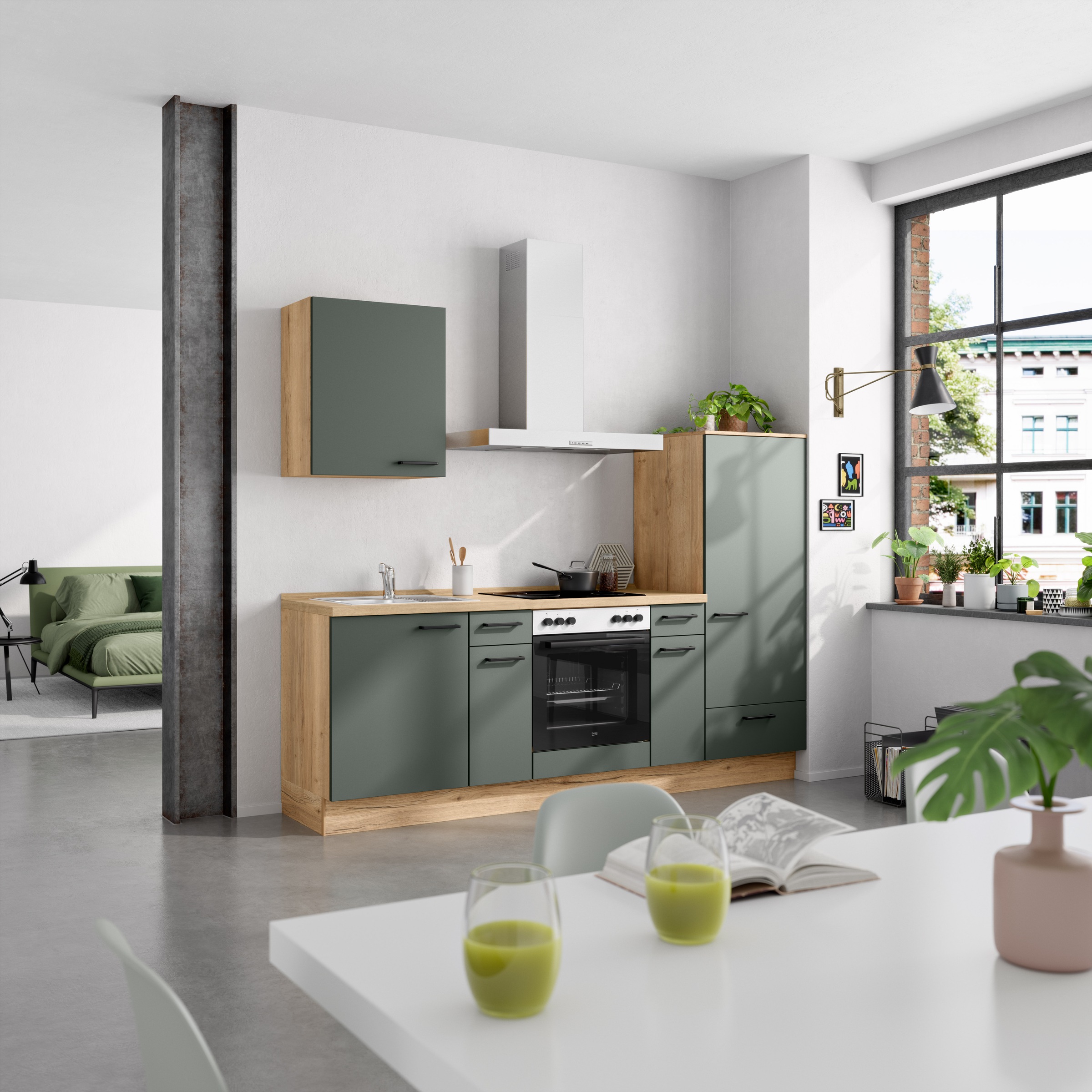 nobilia® Küchenzeile »"Easytouch I", NEU: individuell anpassbar mit gratis Profi-Beratung« vormontiert, Breite 240 cm, Ausrichtung wählbar, wahlw. mit E-Geräten