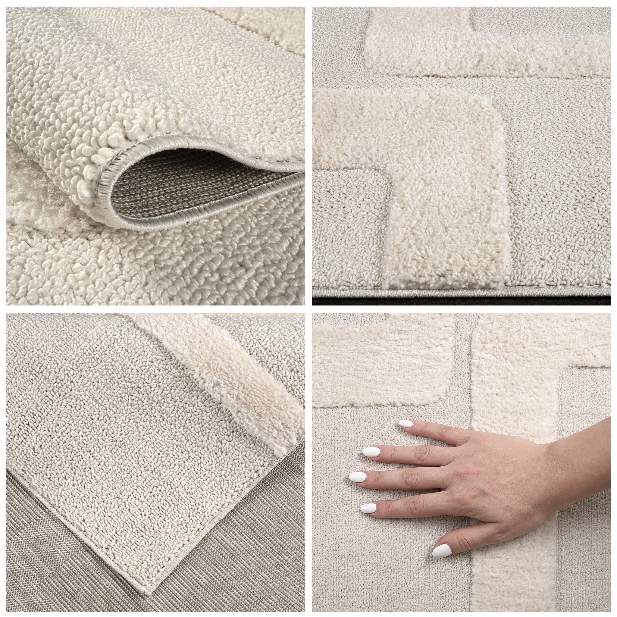 OTTO home Teppich »Modea, geometrisches Muster« rechteckig 20 mm Höhe Ton-in-Ton, Hoch-Tief, weich, Wohnzimmer, Schlafzimmer