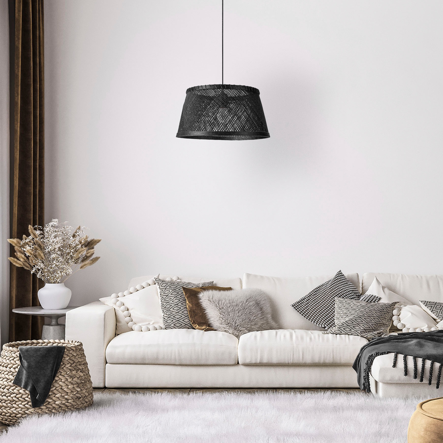 Paco Home Pendelleuchte »RAMA«, Leuchtmittel E27 | ohne Leuchtmittel, Korb Papier Hängend Esstisch Lampe Boho Wohnzimmer E27