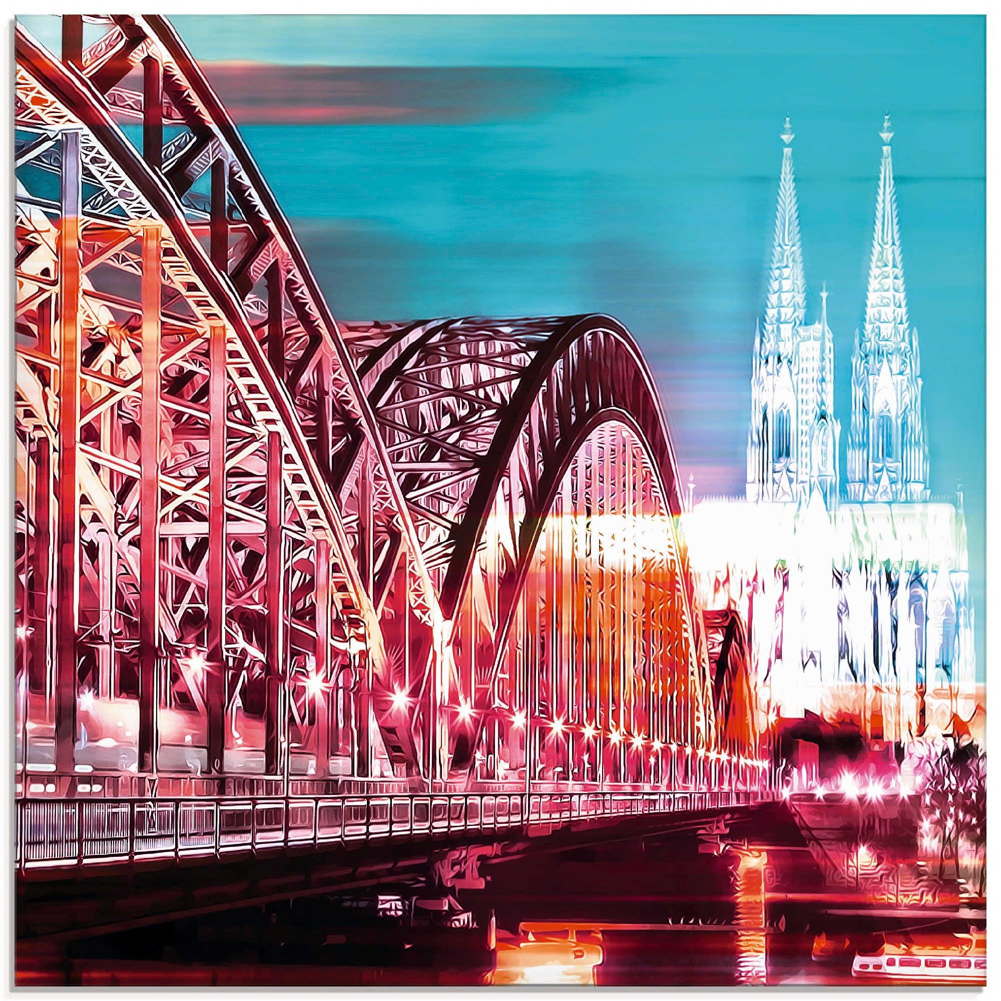 Artland Glasbild »Köln Skyline Abstrakte Collage 13«, Brücken, (1 St.), in verschiedenen Größen