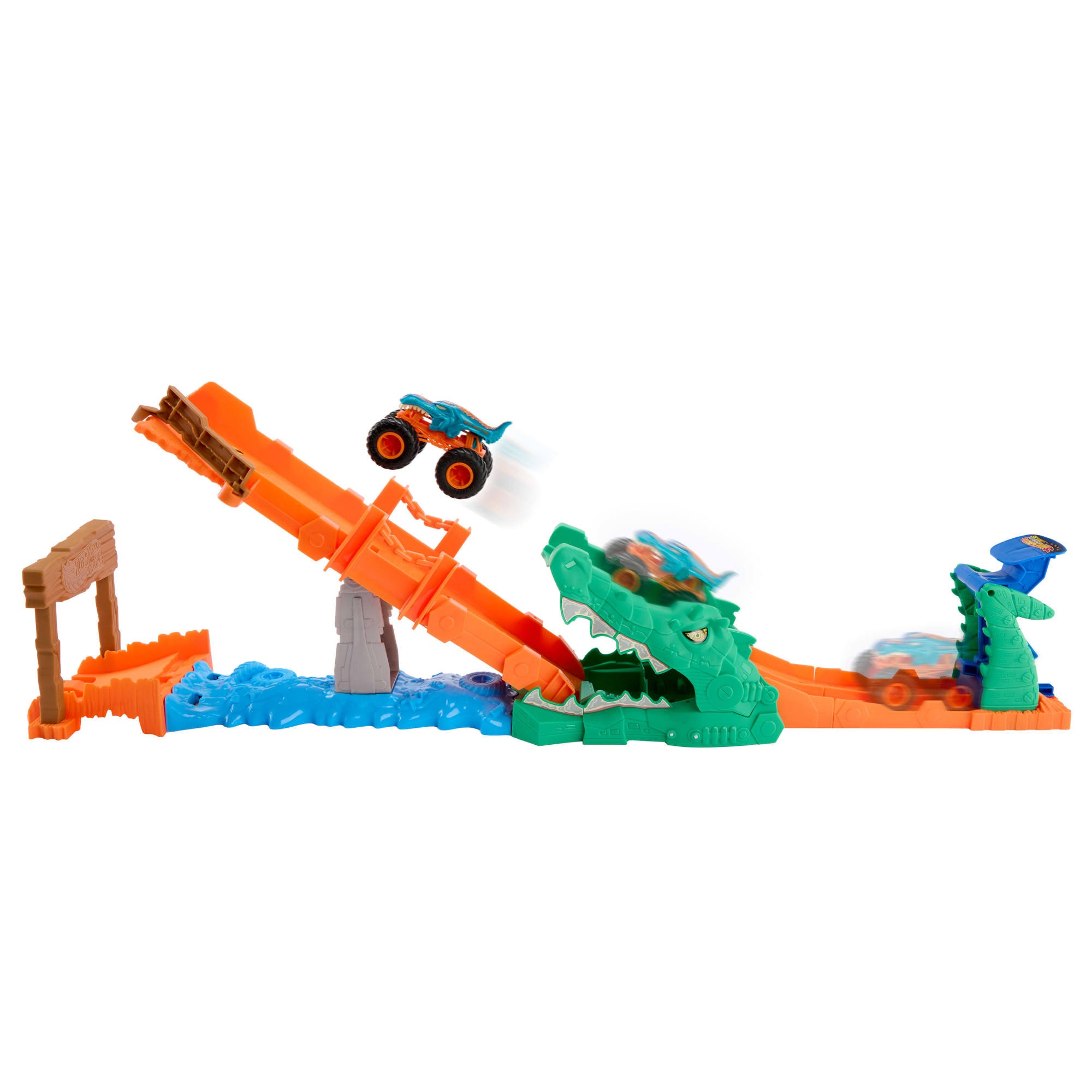 Hot Wheels Autorennbahn »Hot Wheels Monster Trucks Krokodil Crash Challenge«