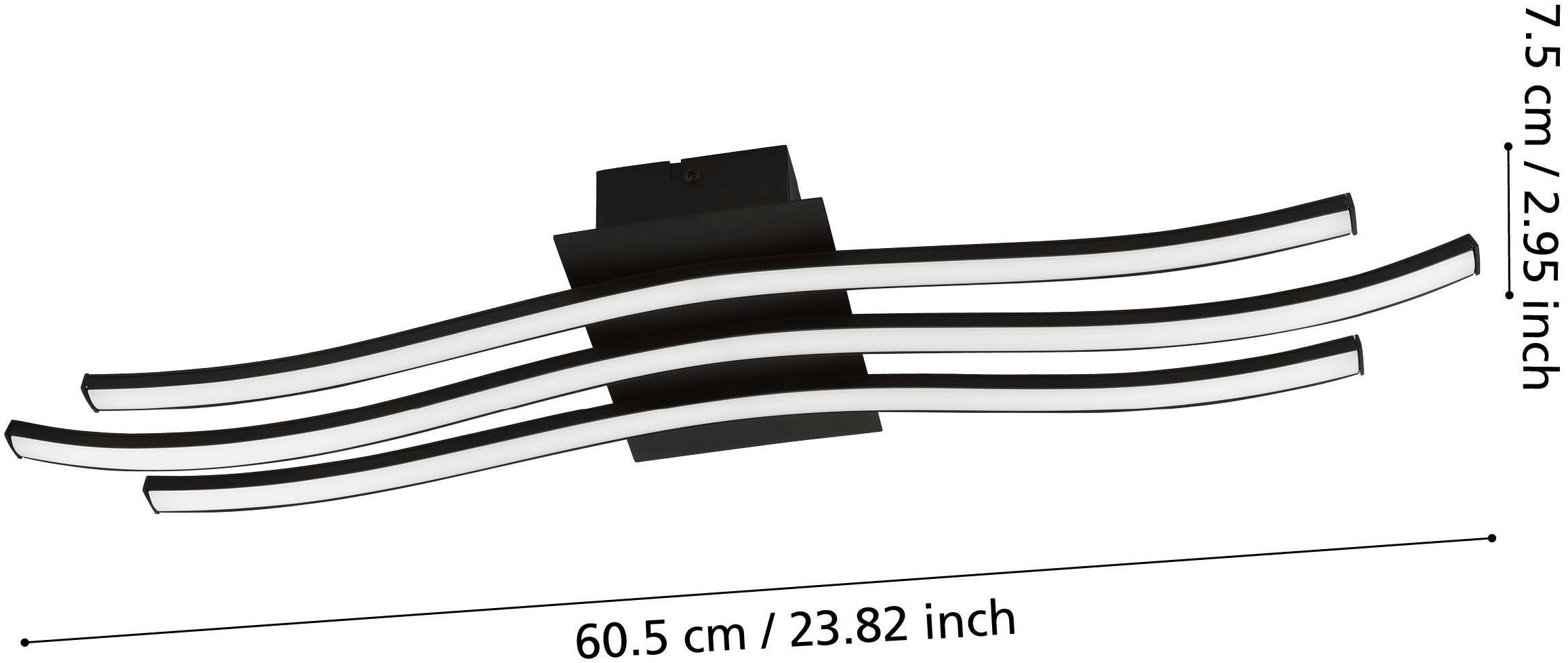 EGLO Deckenleuchte »Roncade 1 Deckenlampe, Flurlampe aus Aluminium, Stahl und Kunststoff« LED-Modul 1 Stk. Warmweiß Deckenlampe 65 x 13 cm, Flurlampe, Küchenlampe, Wohnzimmerlampe