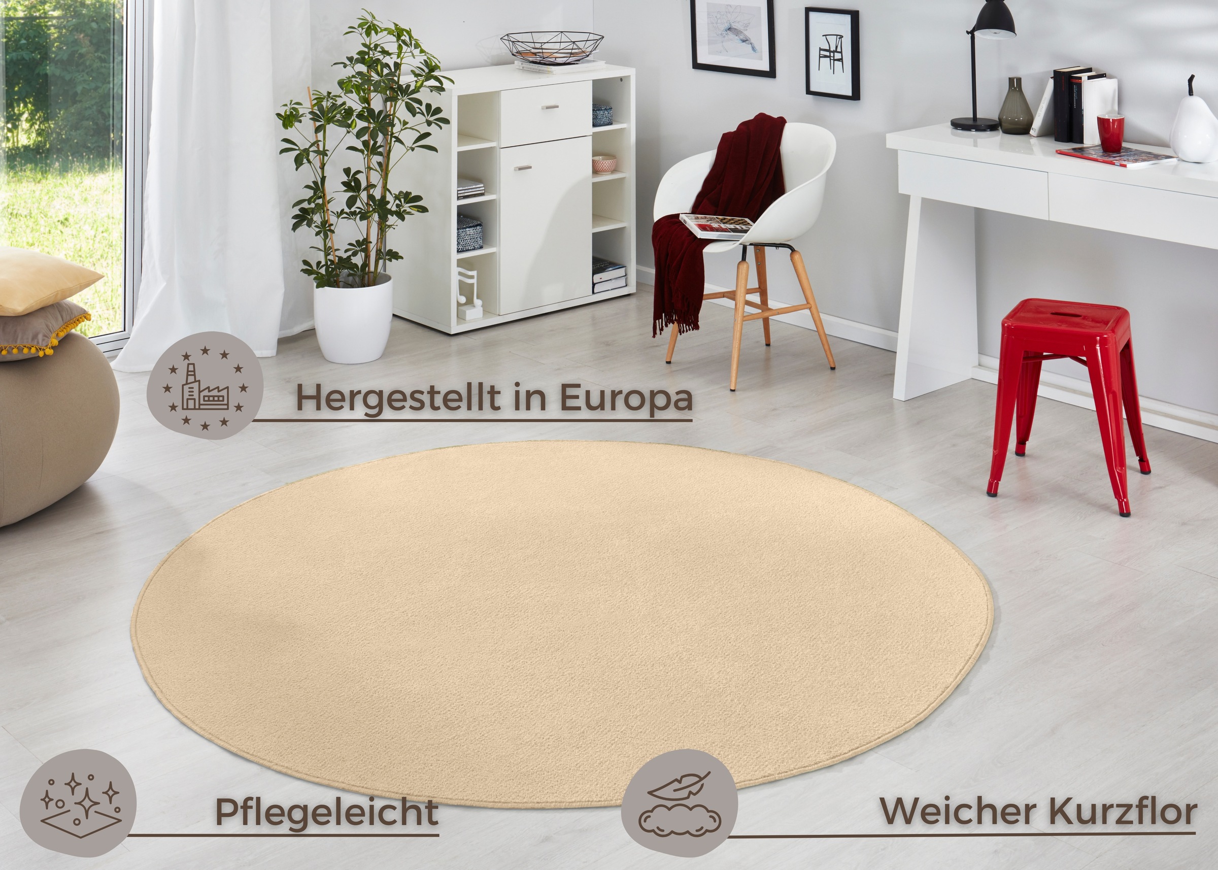 HANSE Home Teppich »Fancy«, rund, 7 mm Höhe, Kurzflor, Weich, Einfarbig, Wo günstig online kaufen