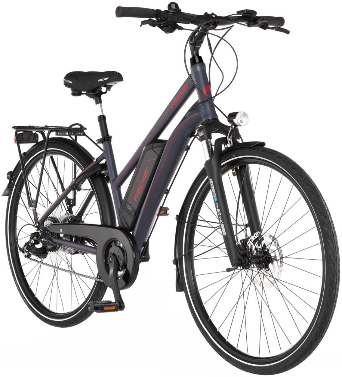 FISCHER Fahrrad E-Bike »VIATOR 1.0 Trapez 44«, 8 Gang, Shimano, Acera, Heckmotor 250 W, (mit integr. Rahmenschloss), Pedelec, Elektrofahrrad für Damen u. Herren