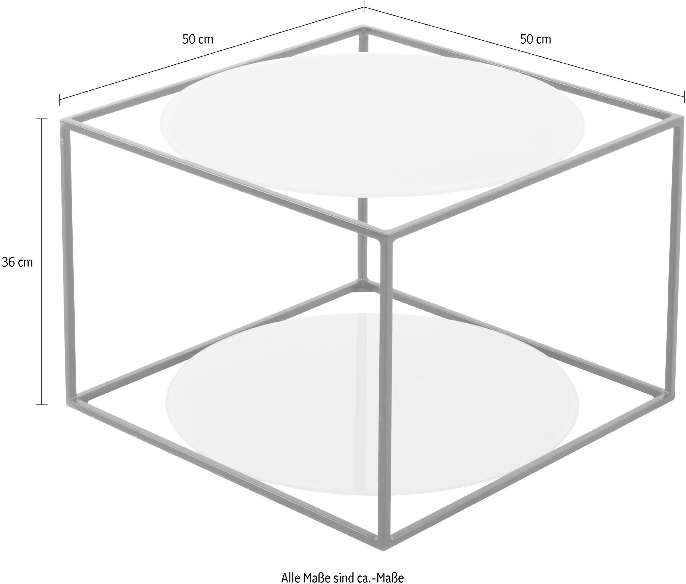 Kayoom Beistelltisch »Cody, Beistelltisch in Würfelform, offenes, modernes Design«, (1 St.), moderne Kubusform mit runden Ablageflächen aus Glas
