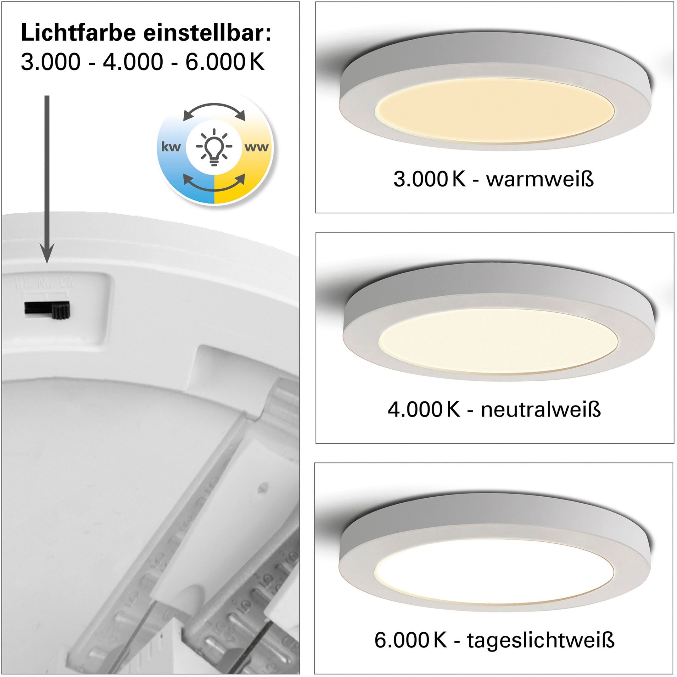 näve LED Deckenleuchte »Bonus«, 1 flammig, Leuchtmittel LED-Modul | LED fest integriert, 3 Lichtfarben, 2-in-1-Optik,Ring chrome magetisch abnehmbar