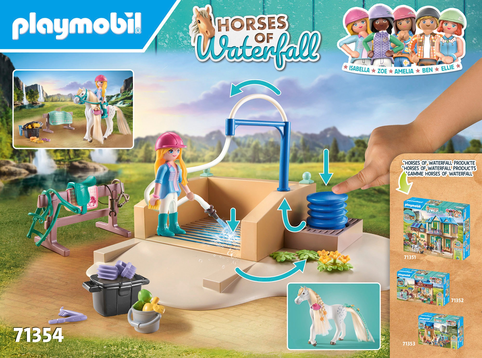 Playmobil® Konstruktions-Spielset »Isabella & Lioness mit Waschplatz (71354), Horses of Waterfall«, (86 St.), teilweise aus recyceltem Material