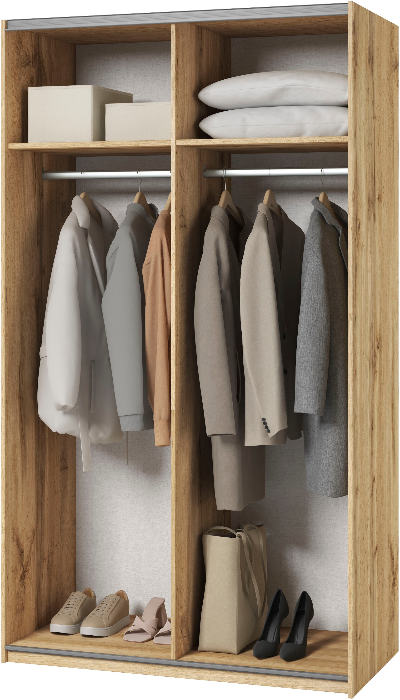 INOSIGN Kleiderschrank »Eastvale, 120x64x210cm, ideal für kleine Räume oder Nischen«, Schrank mit Schwebetüren, FSC-zertifiziert, Metallgriffe
