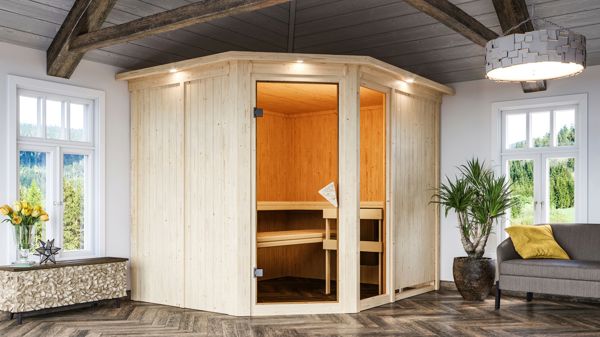 Karibu Sauna »Frigga 3« Set,  ohne Ofen