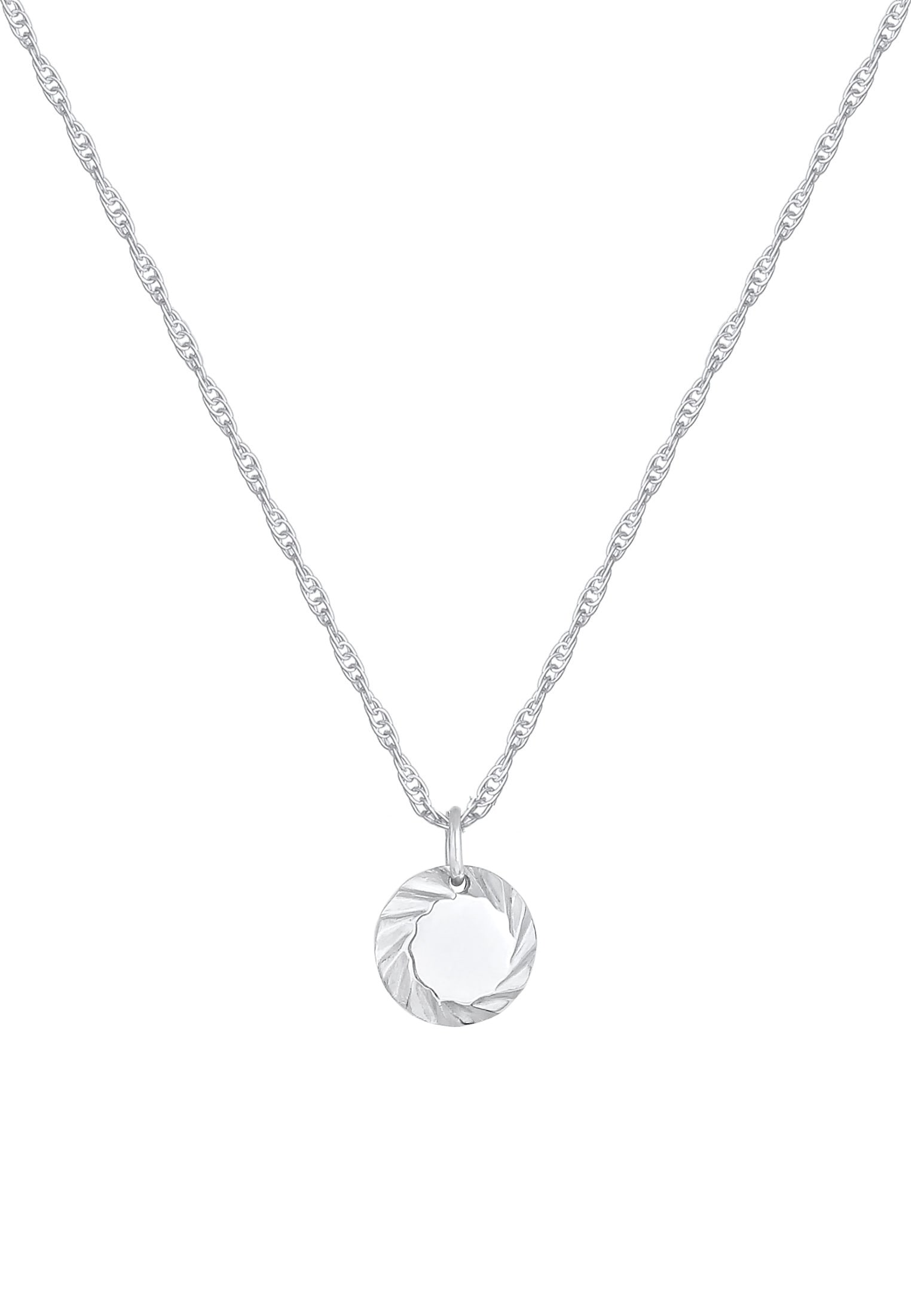 Elli Kette mit Anhänger »Disc Rund Vintage Look Gedreht 925 Silber«