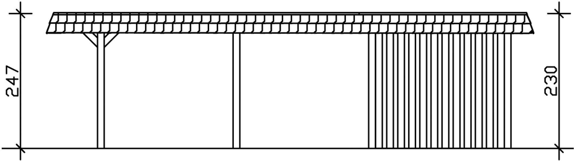 Skanholz Einzelcarport »Wendland« Massivholz 341 cm Natur mit Abstellraum mit EPDM-Dach, rote Blende