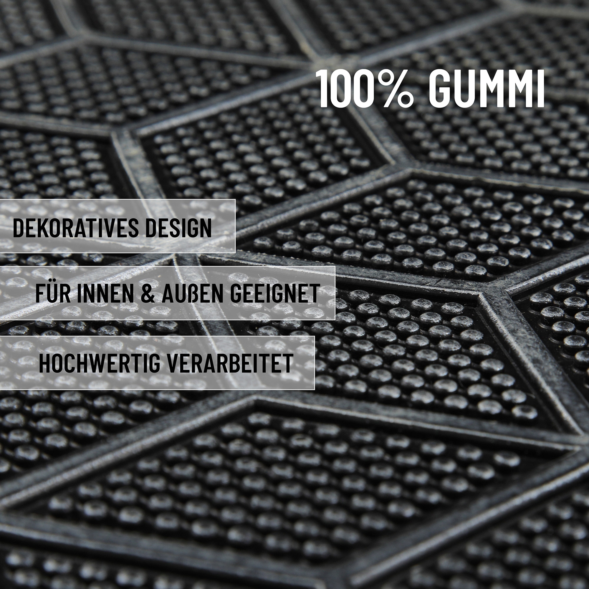 Wecon home Fußmatte »Bossa Groove«, rechteckig, 4 mm Höhe, Gummi, pflegeleicht, abwaschbar, rutschfest, geometrisches Muster