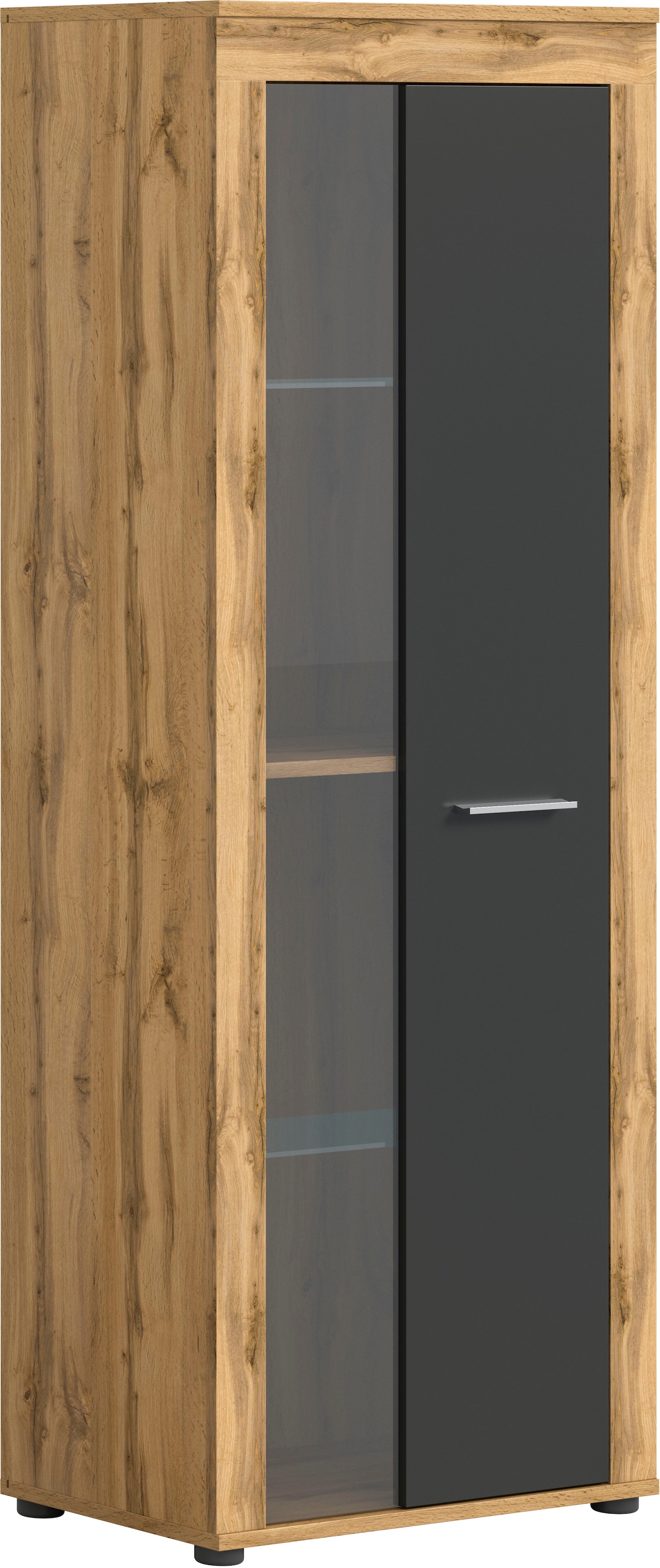 INOSIGN Vitrine »Aosta, Höhe 159 cm, in verschiedenen Farbausführungen«, 1 Tür, 3 Einlegeböden, 4 Fächer, Wohnzimmer, Standvitrine, Glasvitrine