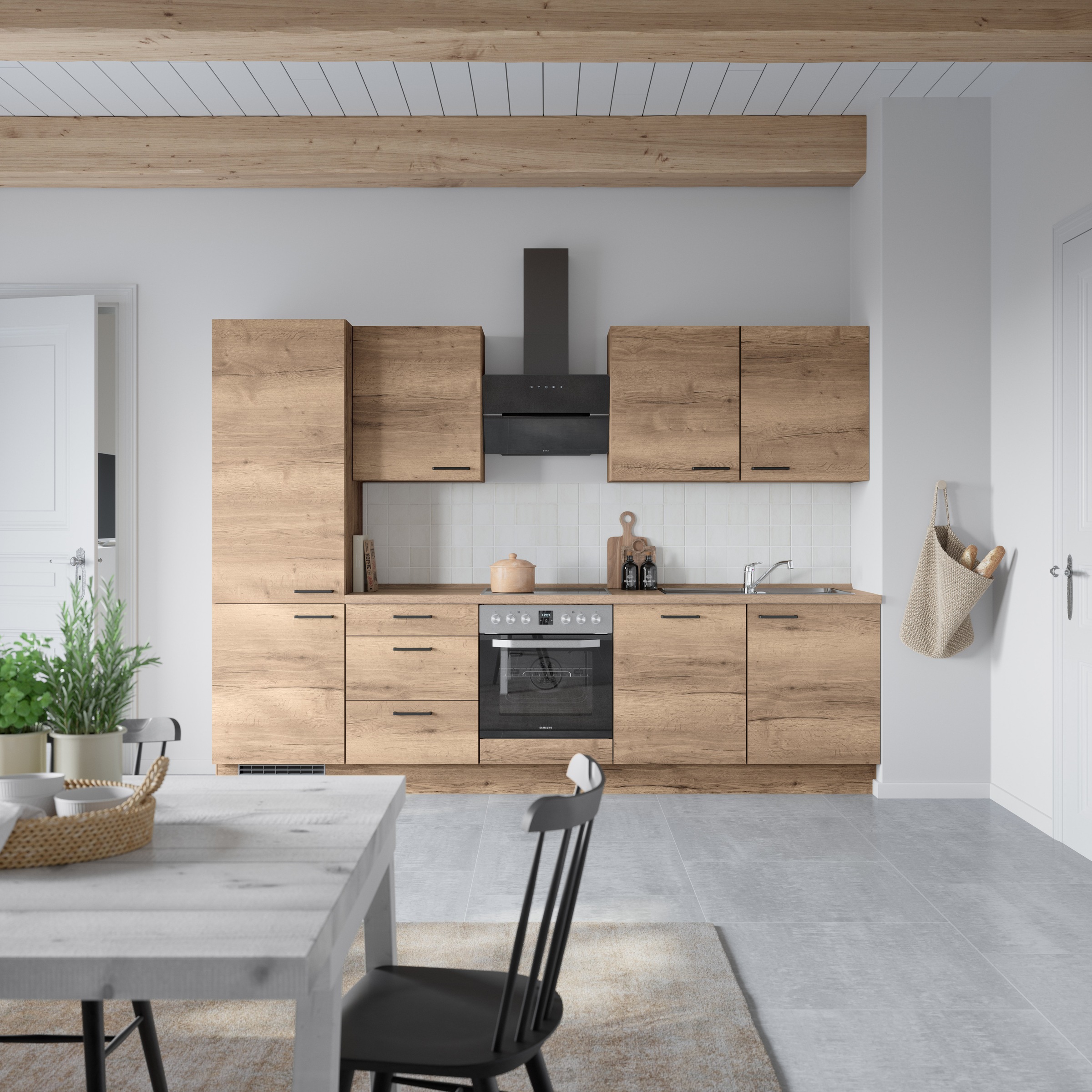 nobilia® Küchenzeile »"Structura II"« vormontiert, Ausrichtung wählbar, Breite 300 cm, wahlw. mit E-Geräten