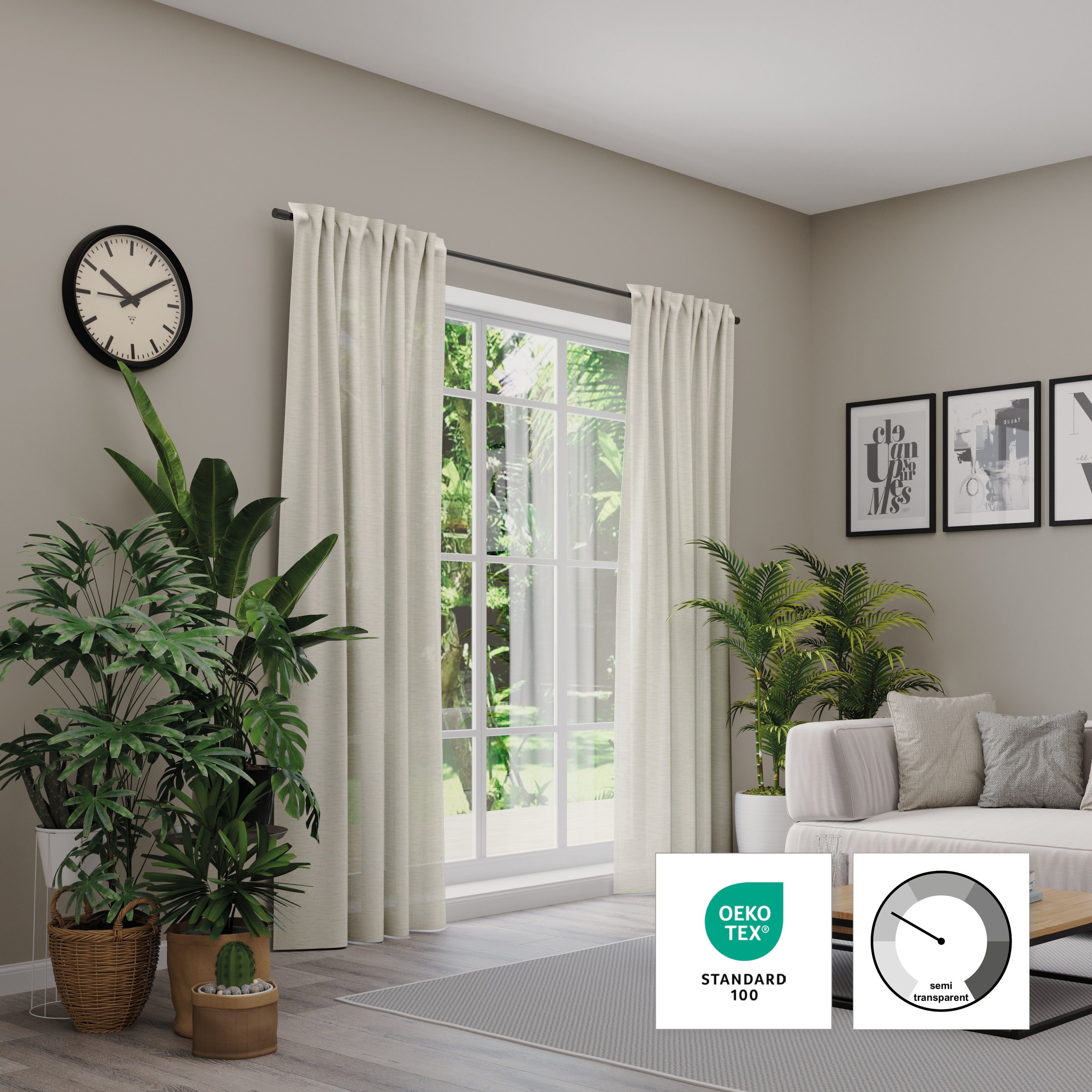 Neutex for you! Vorhang »Biella« verdeckte Schlaufen 1 Stk. tlg. HxB: 245x142, Schal mit verdeckten Schlaufen