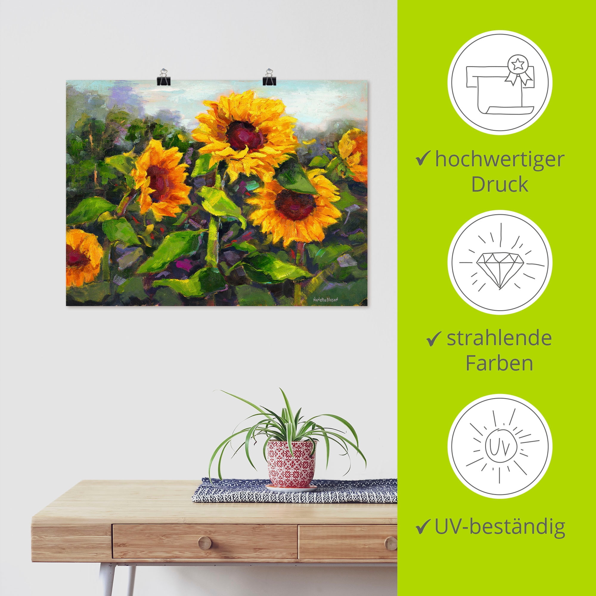 Artland Wandbild »Das Erwachen der Sonnenblumen IV«, Blumen, (1 St.), als Leinwandbild, Poster in verschied. Größen