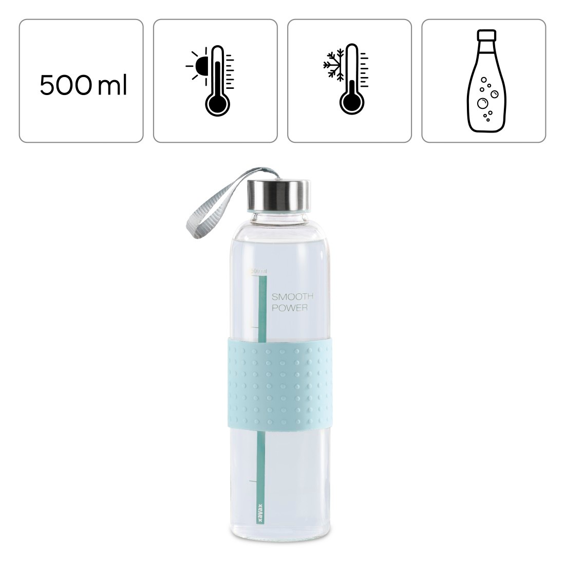 Xavax Trinkflasche »Trinkflasche 500 ml (auslaufsicher, für Kohlensäure, Trinkerinnerung)«