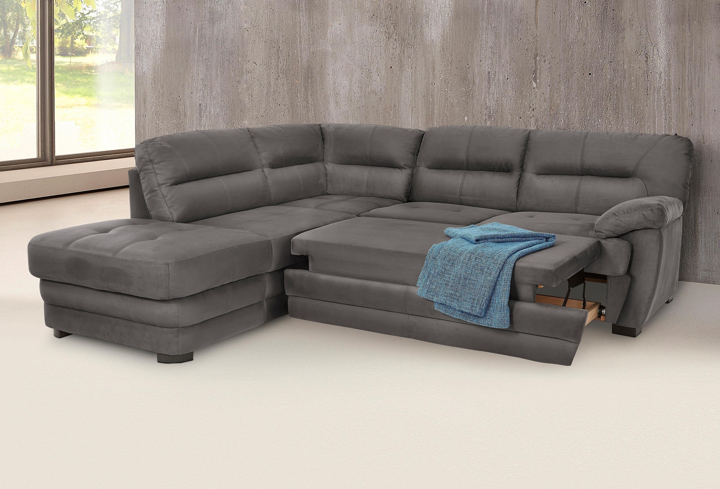 COTTA Polstergarnitur »Royale L-Form«, (Set), Set bestehend aus: Ecksofa & Hocker
