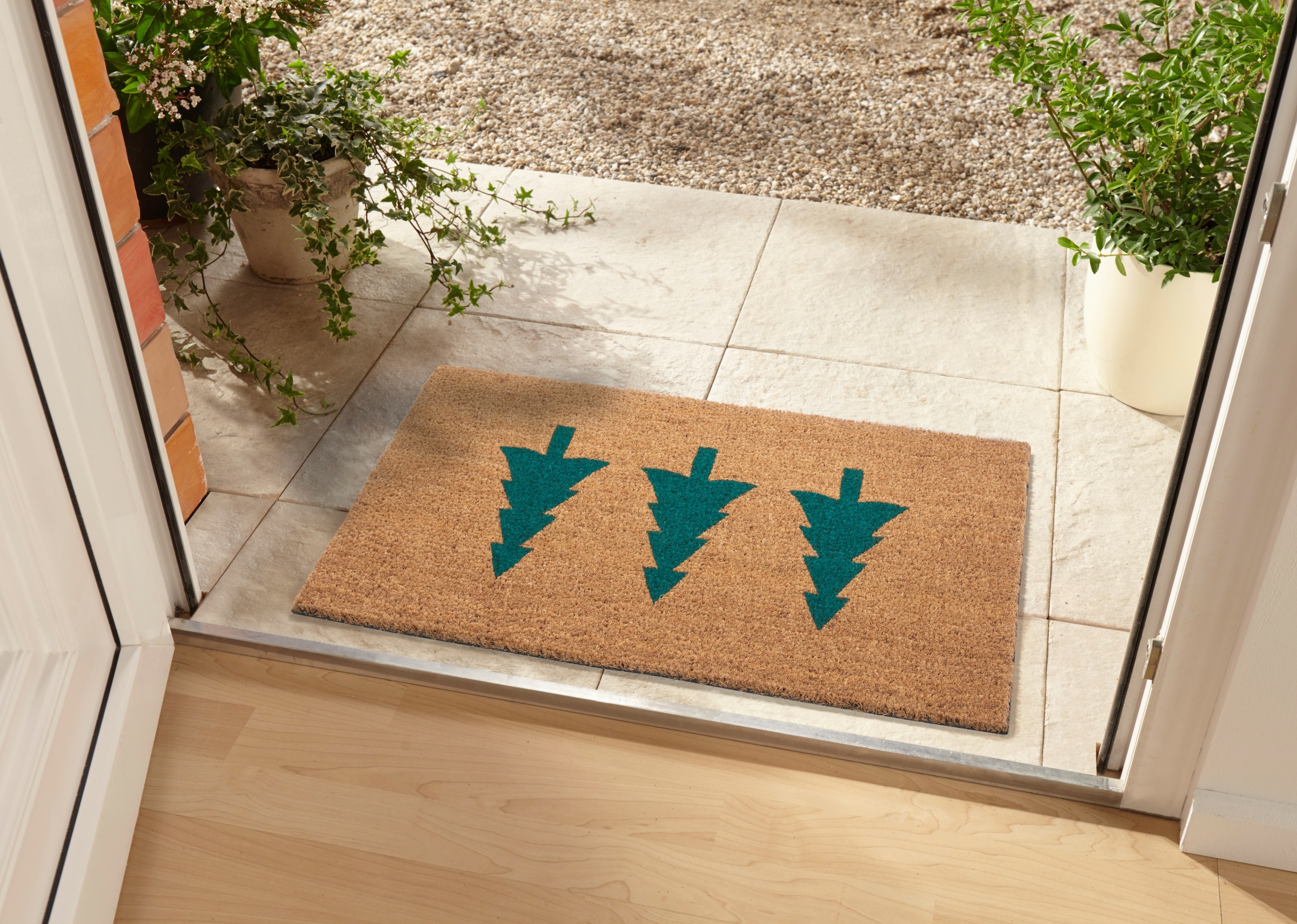 HANSE Home Fußmatte »Mix Mats Kokos Pine Trees, Türmatte«, rechteckig, 15 mm Höhe, Weihnachten, Schmutzfangmatte, Outdoor, Rutschfest, Innen, Kokosmatte