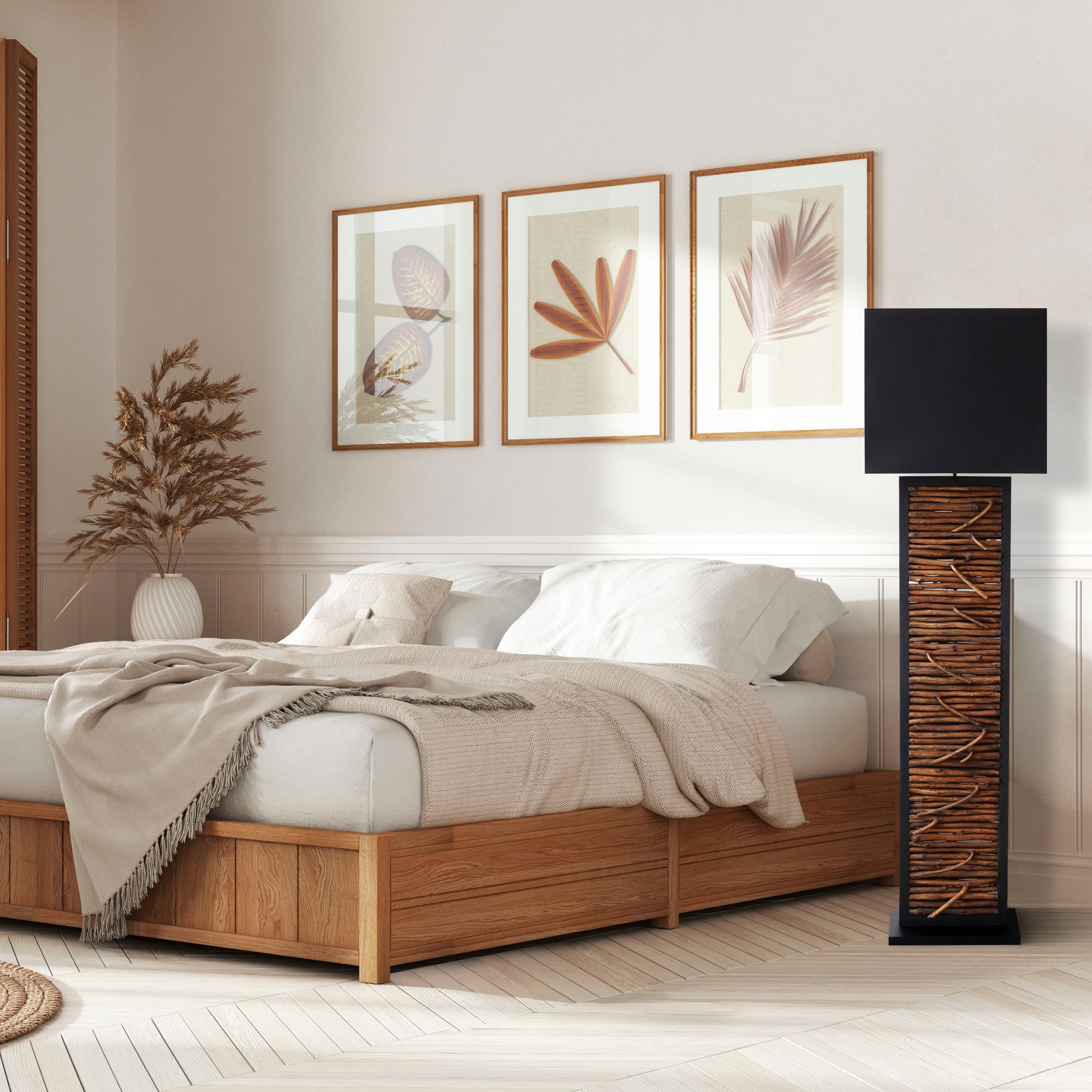 SalesFever Stehlampe »Nabor« E27 1 Stk. handgefertigt, Schirm gold von inne günstig online kaufen