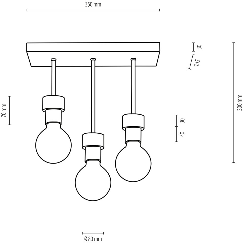 BRITOP LIGHTING Deckenleuchte »CHANDELLE«, 3 flammig, Leuchtmittel E27 | Leuchtmittel wechselbar-ohne Leuchtmittel, Naturprodukt aus Eichenholz