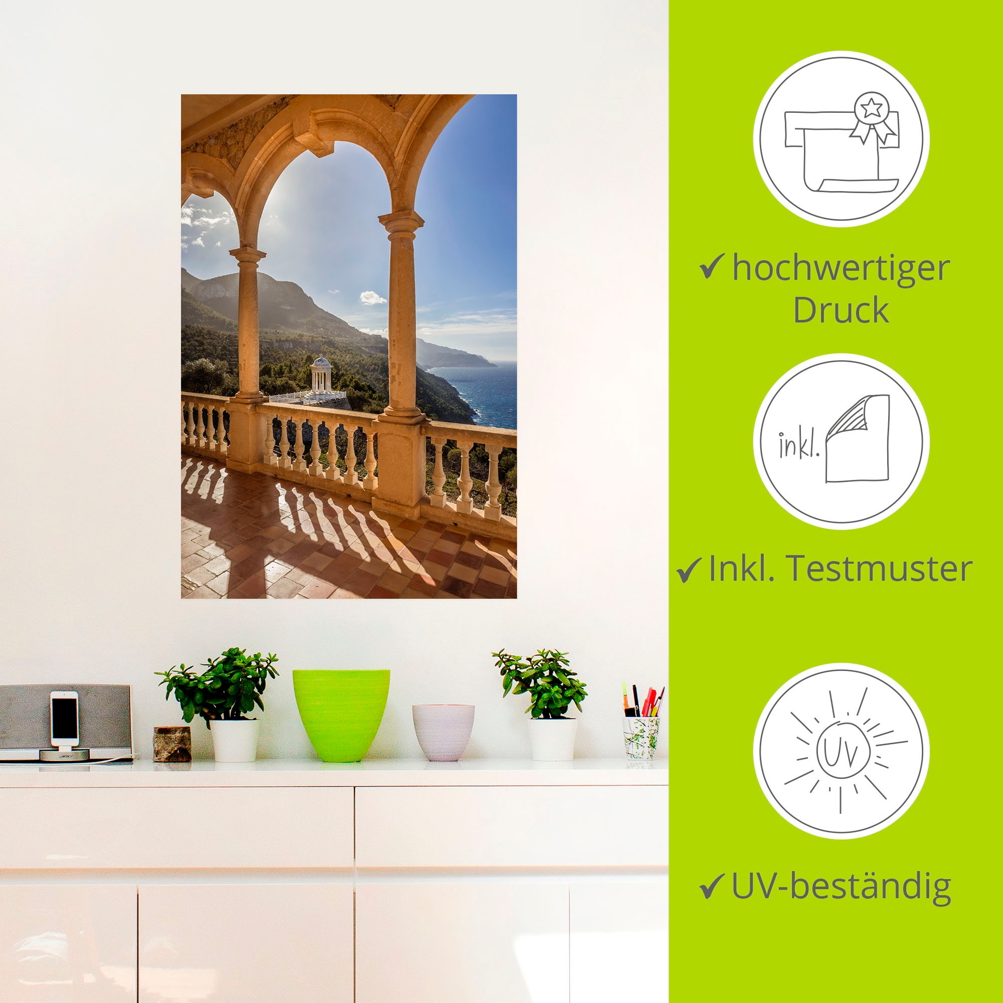 Artland Wandbild »Herrenhaus Son Marroig Küste, Mallorca«, Elemente der Architektur, (1 St.), als Alubild, Outdoorbild, Wandaufkleber in verschied. Größen