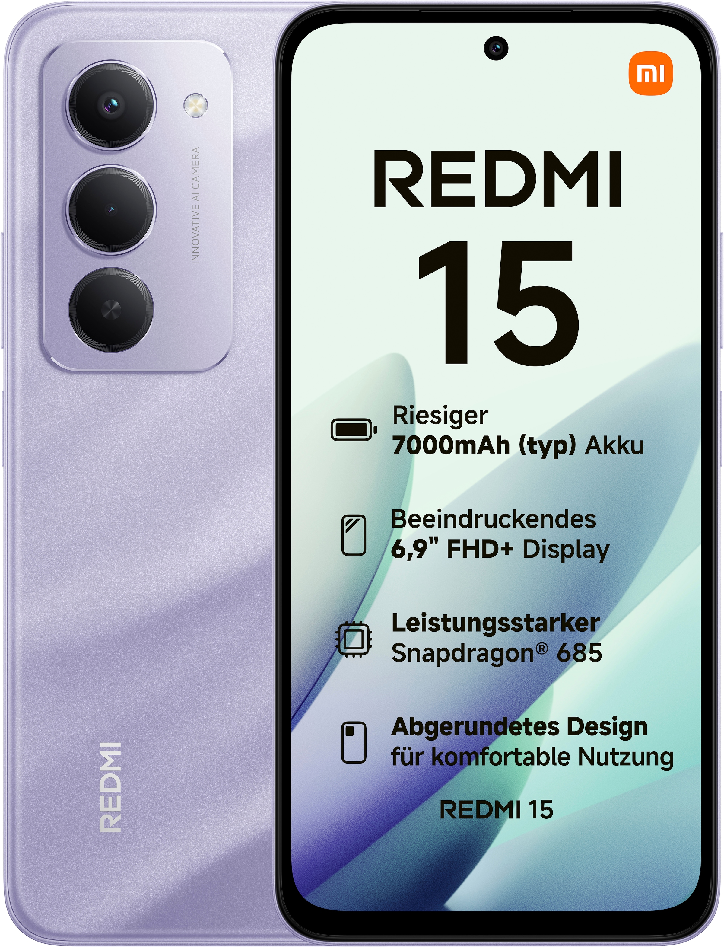 XIAOMI Smartphone »Redmi 15 128 GB« sandy purple sandy purple Bis zu 16GB RAM mit Speichererweiterung