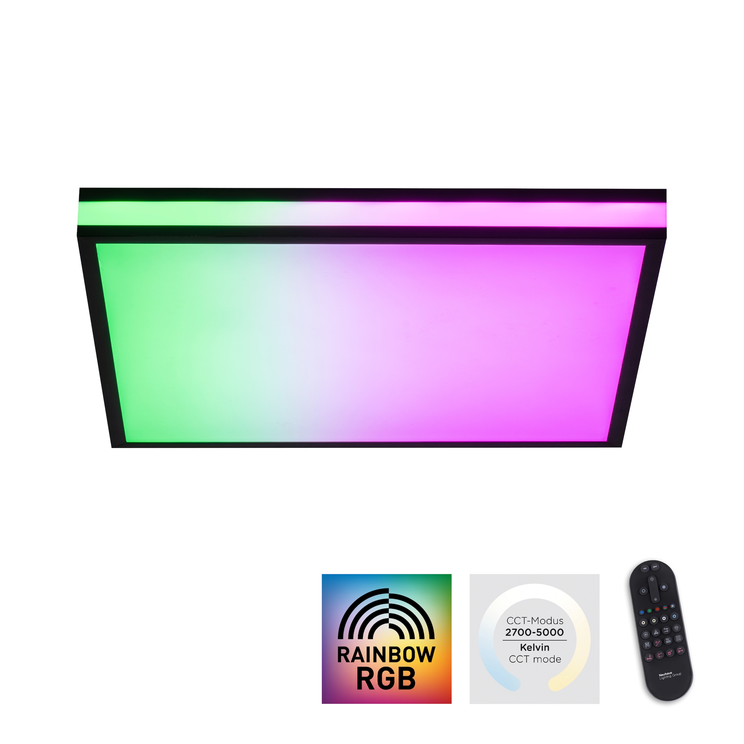 JUST LIGHT Deckenleuchte »MARIO«, 1 flammig-flammig, LED, CCT - über Fernbedienung, RGB-Rainbow, dimmbar, Infrarot inkl.
