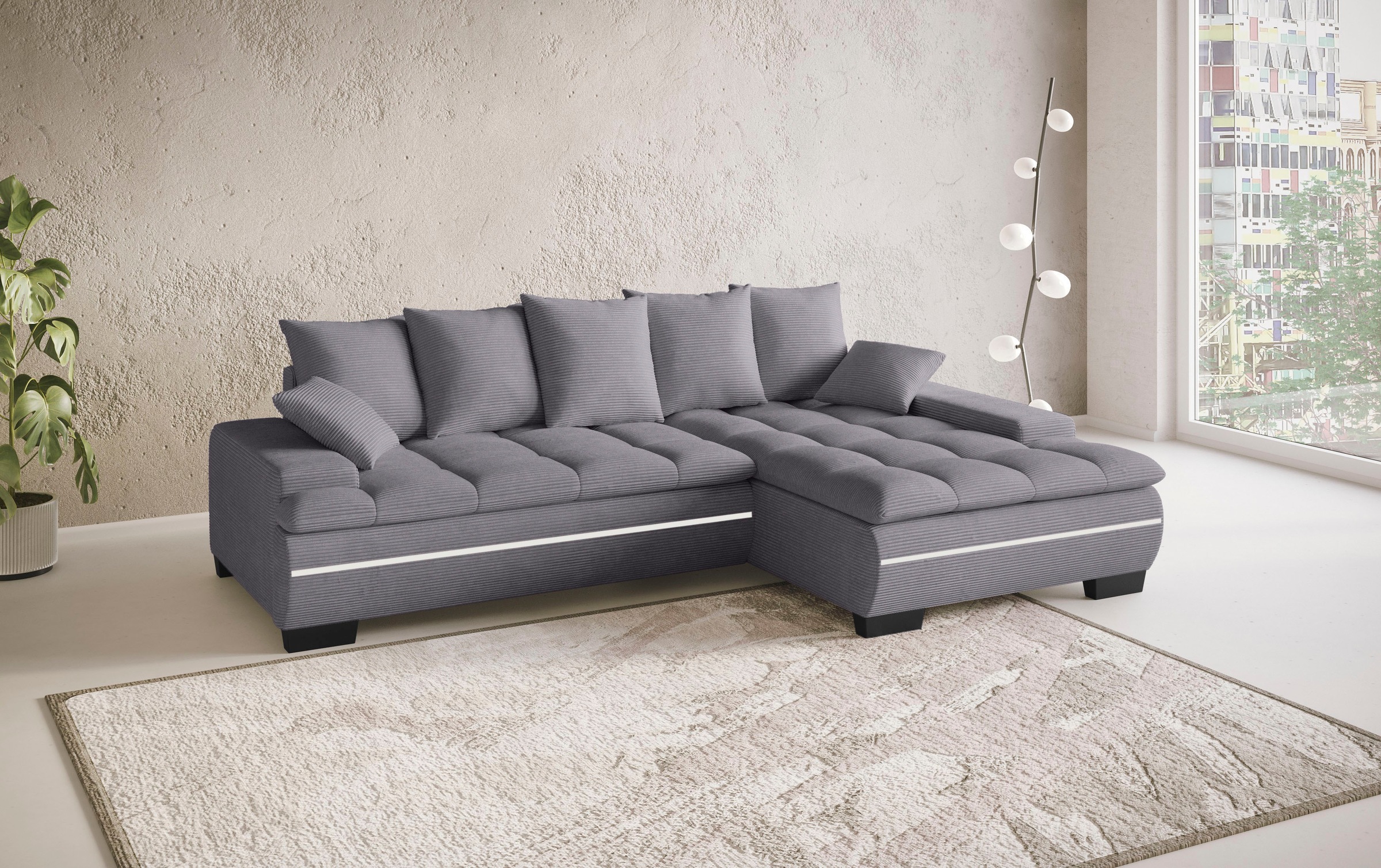 Mr. Couch Ecksofa »Haiti II, L-Form«, RGB-LED Beleuchtung, Kaltschaum, wahlweise mit Bett, Bettkasten