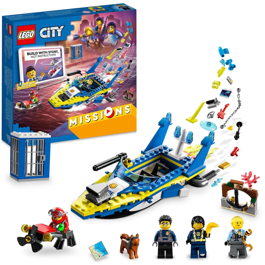 LEGO® Konstruktionsspielsteine »Detektivmissionen der Wasserpolizei (60355), LEGO® City«, (278 St.), Made in Europe