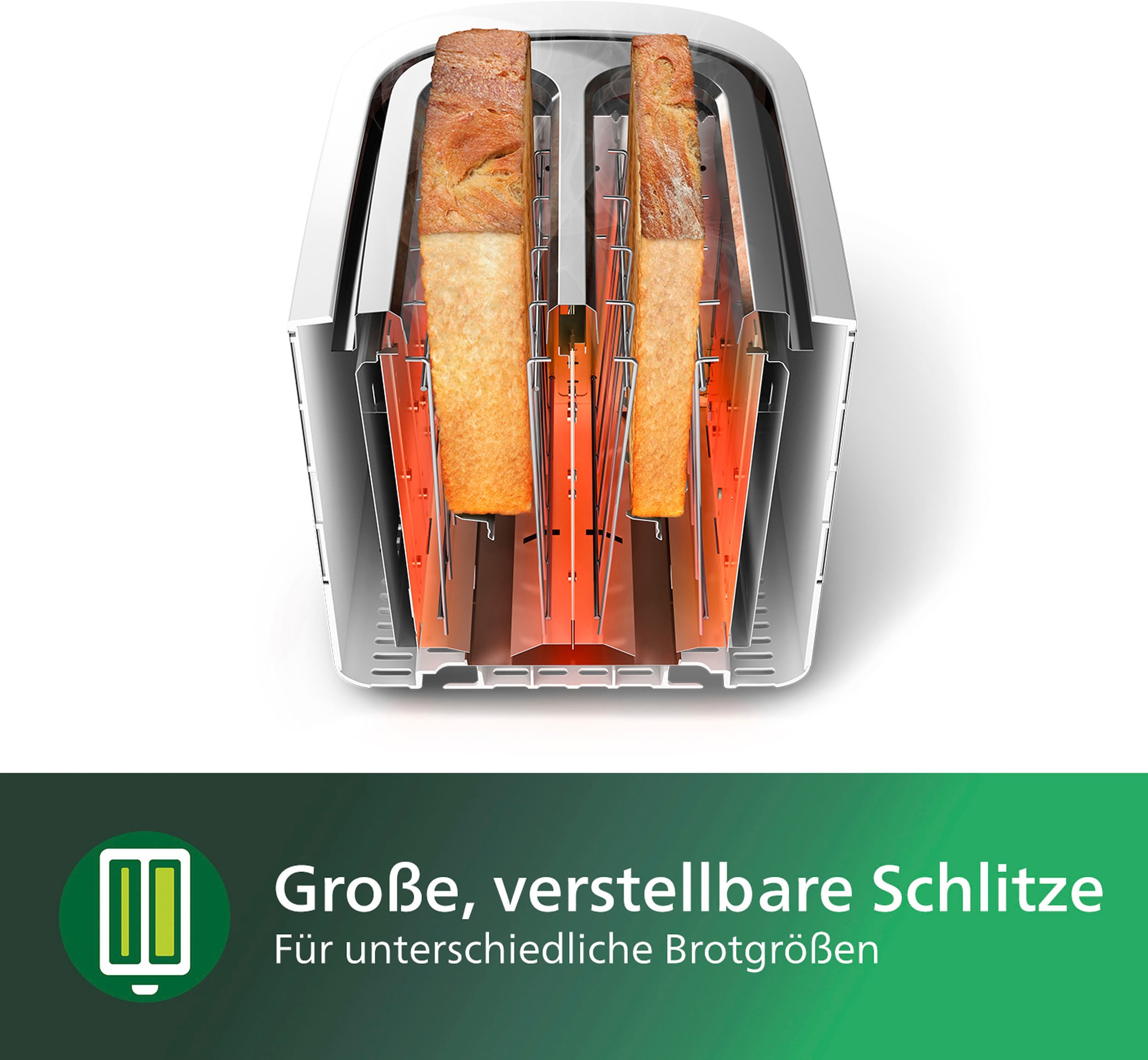 Philips Toaster »HD2581/00«, 2 kurze Schlitze, 830 W, integrierter Brötchenaufsatz, weiss