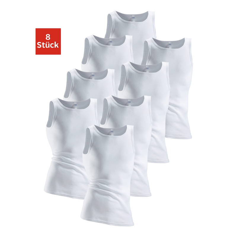 CLIPPER Unterhemd 8 Stk. tlg., aus Doppelripp, Tanktop, Unterziehshirt weiß 7 7 Doppelripp-Unterhemd im 8er Pack