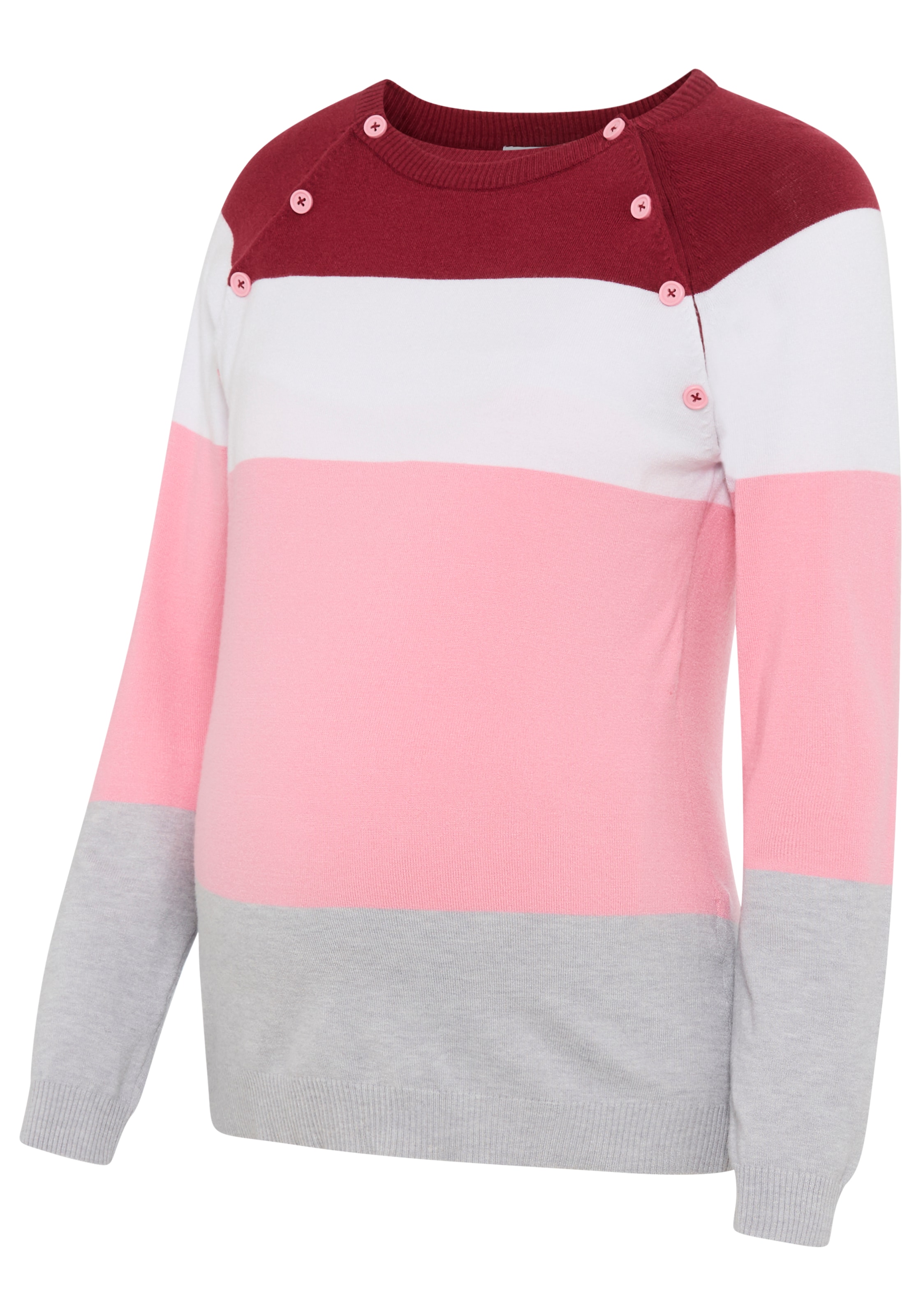 Neun Monate Umstandspullover »Ringel-Pullover für Schwangerschaft und Stillzeit«, Umstands-Pullover mit praktischer Öffnung