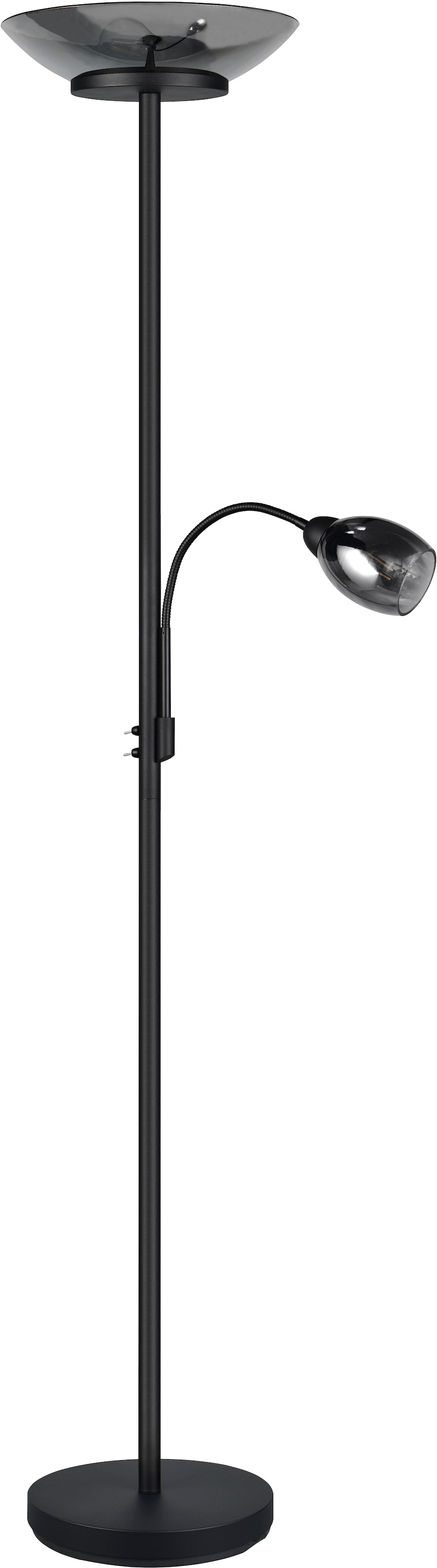 REALITY Leuchten LED Deckenfluter »Gerry«,  Stehleuchte mit Lesearm, getrennt schaltbar Höhe 180cm, für Leuchtmittel 2 x E27 und 1 x E14 