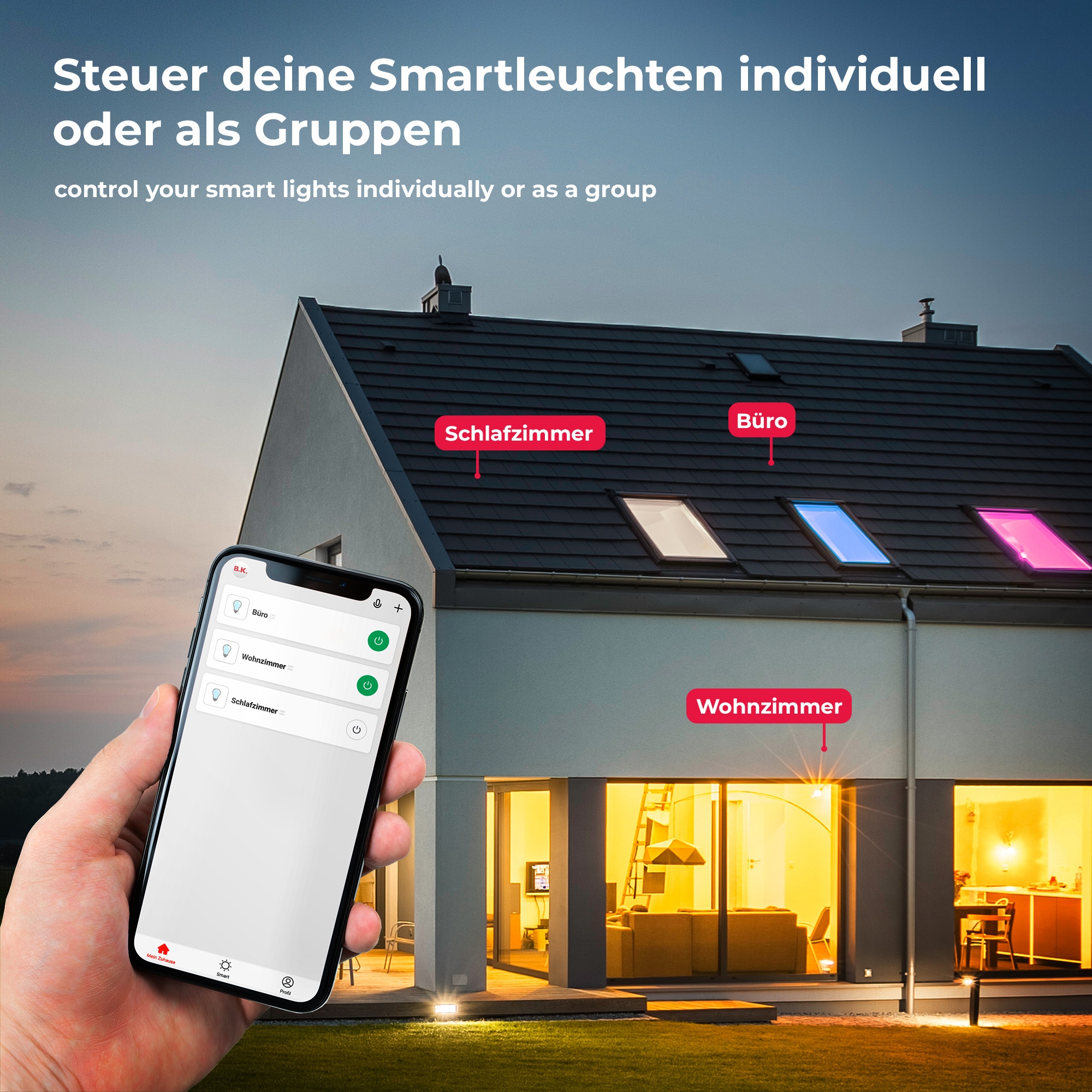B.K.Licht LED Deckenleuchte »WiFi CCT LED Deckenleuchte mit App-Steuerung«, 1 flammig, Leuchtmittel LED-Modul | LED fest integriert, Inkl. Nachtlichtfunktion, Timerfunktion Memoryfunktion, Farbwechsel