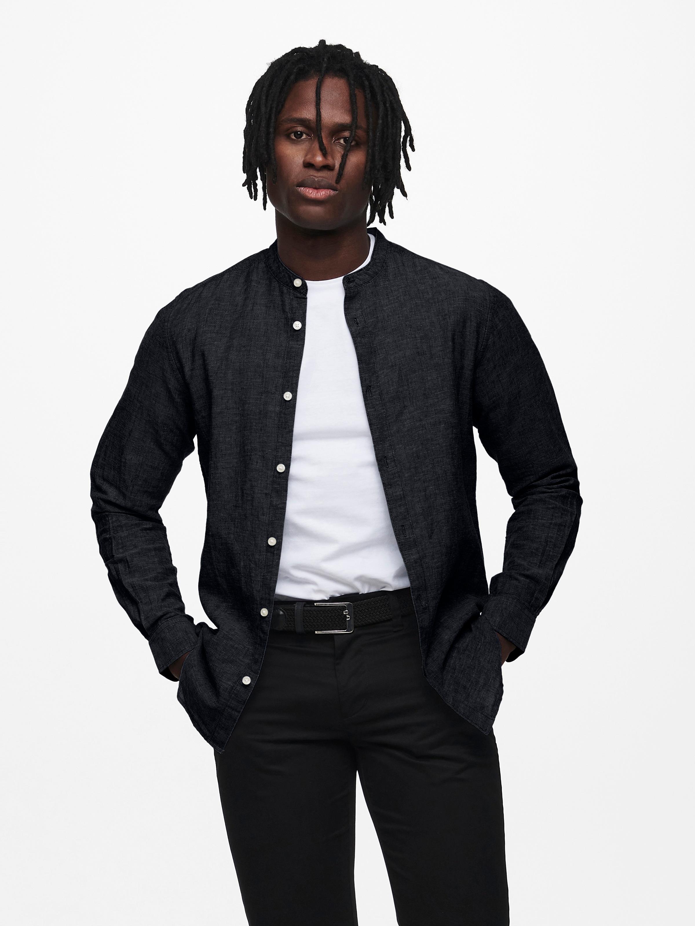 ONLY & SONS Langarmhemd »ONSCAIDEN LS SOLID LINEN MAO SHIRT NOOS«