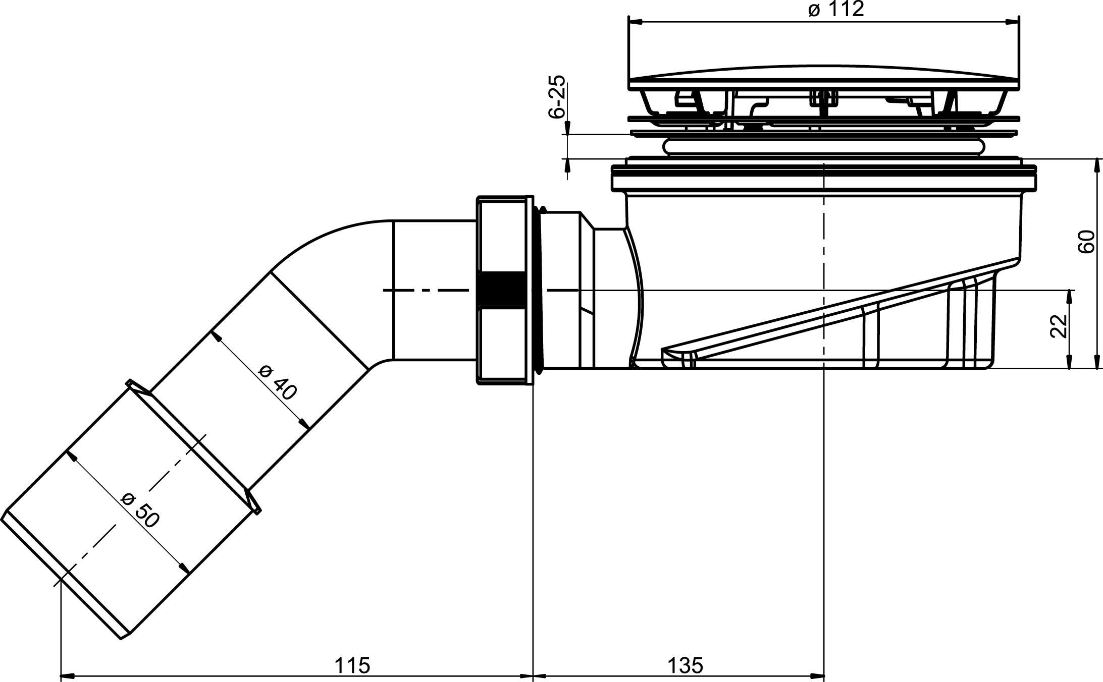 OTTOFOND Duschablauf »Tasso SF60« (1 Stk. tlg.)  für Duschwannen, chromfarben