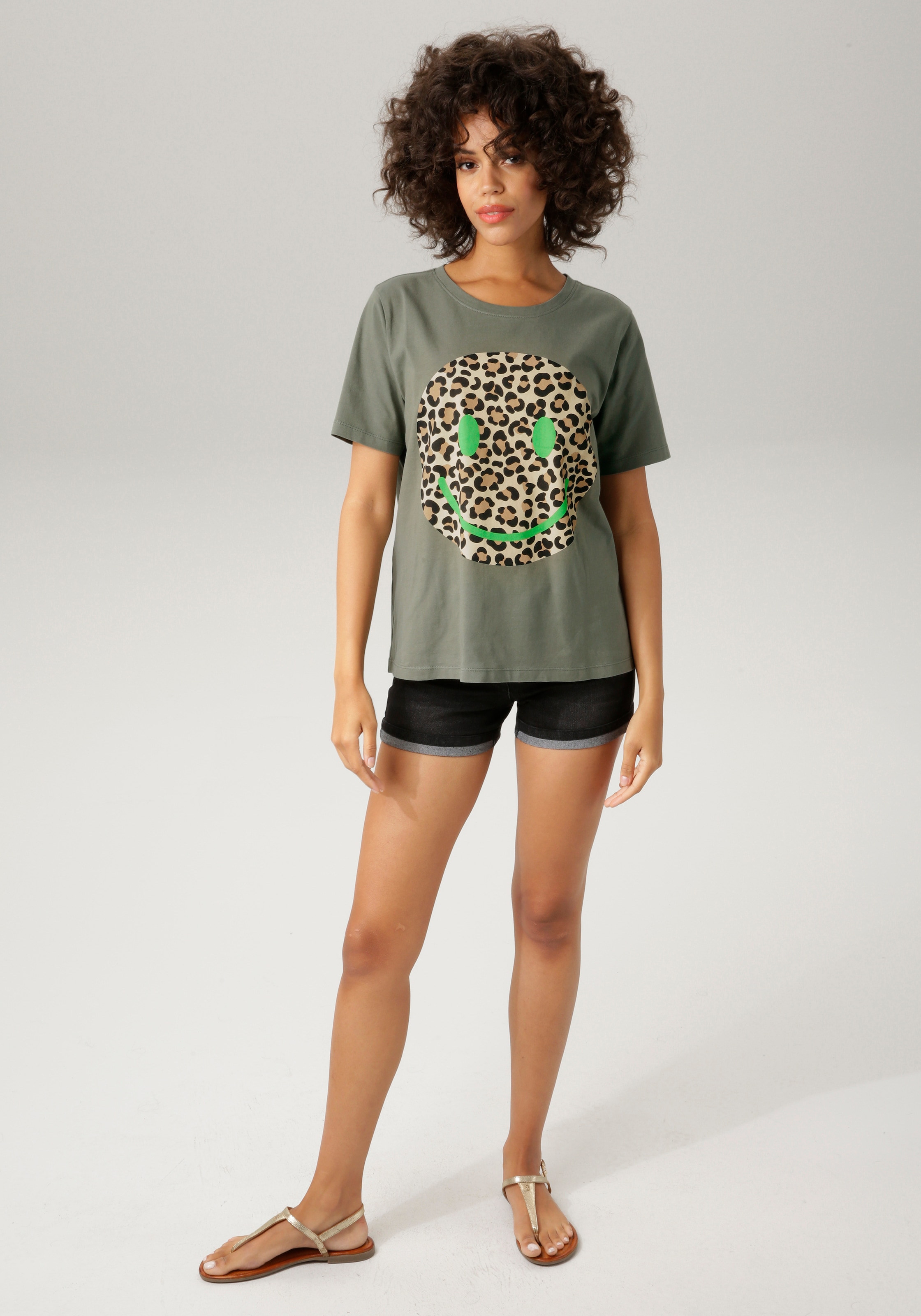 Aniston CASUAL T-Shirt, mit Animal-Look online im Smiley-Frontprint bestellen