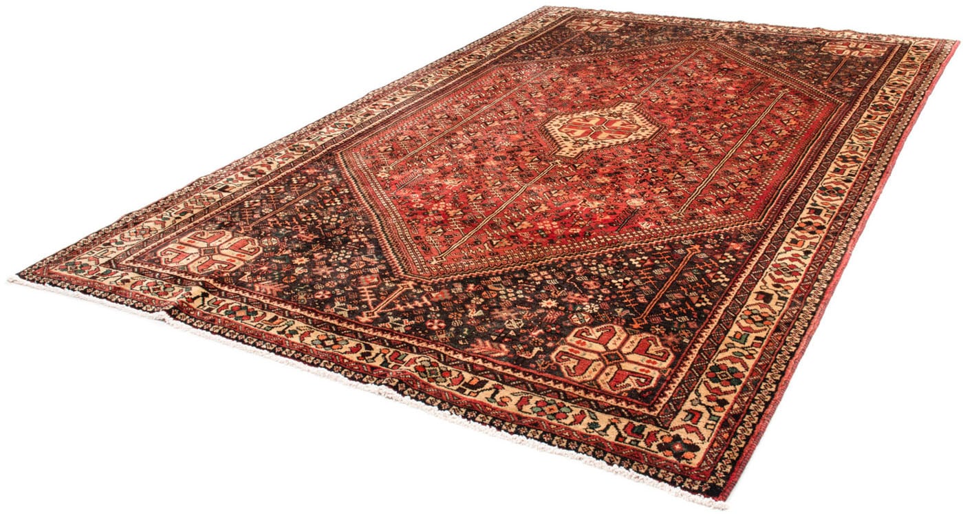 Wollteppich „Shiraz Medaillon Rosso 300 x 211 cm“, rechteckig, Unikat mit Zertifikat Rot 10 mm B/L: 211 cm x 300 cm – 10 mm