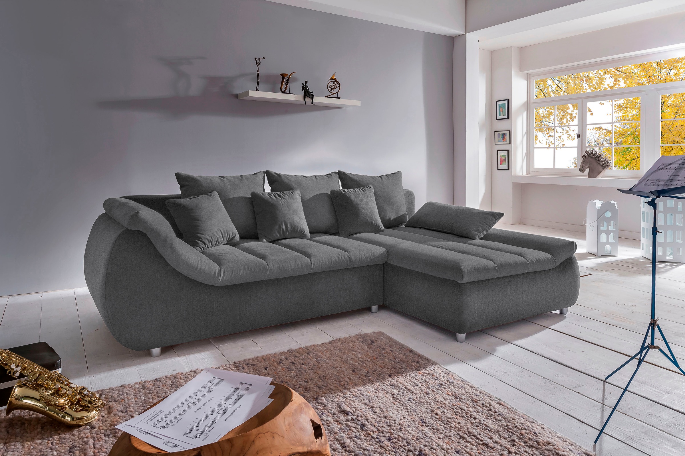 INOSIGN Ecksofa »Imola elegant und bequem, aktuelle Steppung im Sitz, L-For günstig online kaufen