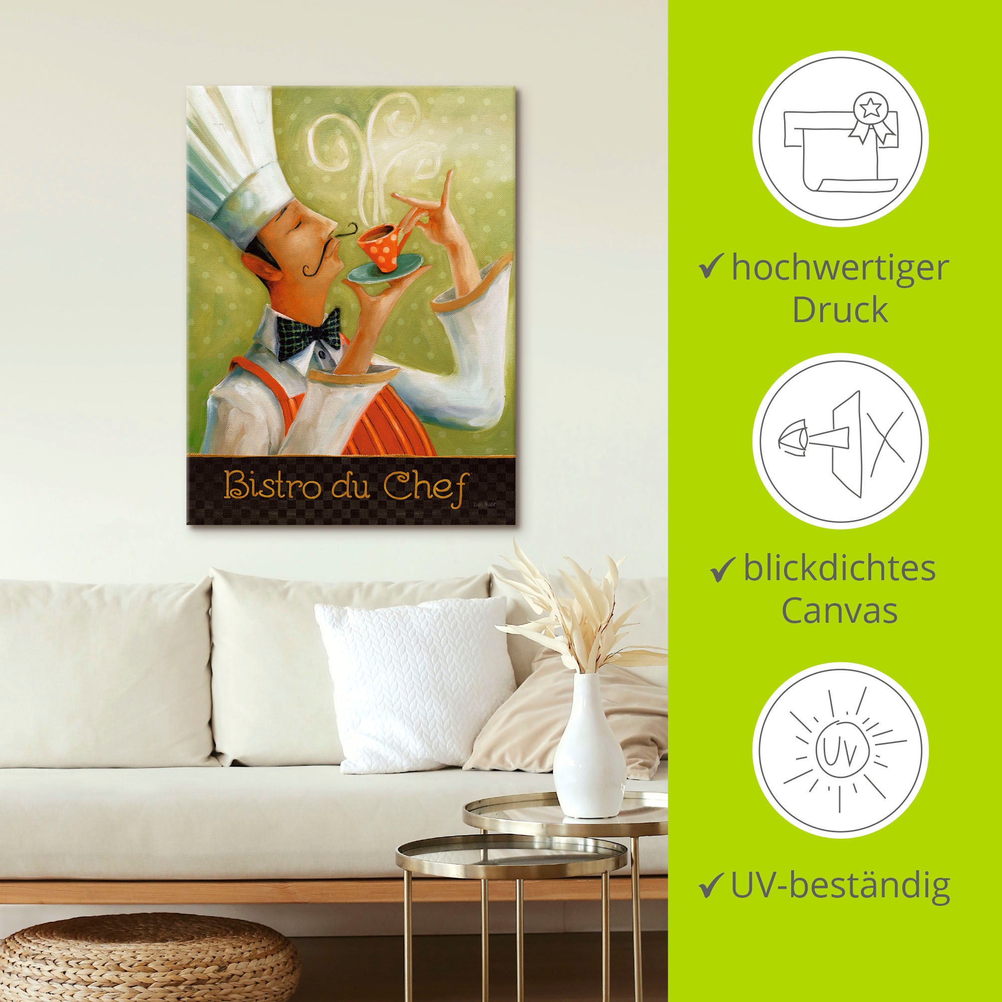 Artland Wandbild »Cafe Moustache I«, Getränke, (1 St.), als Leinwandbild, Poster, Wandaufkleber in verschied. Größen
