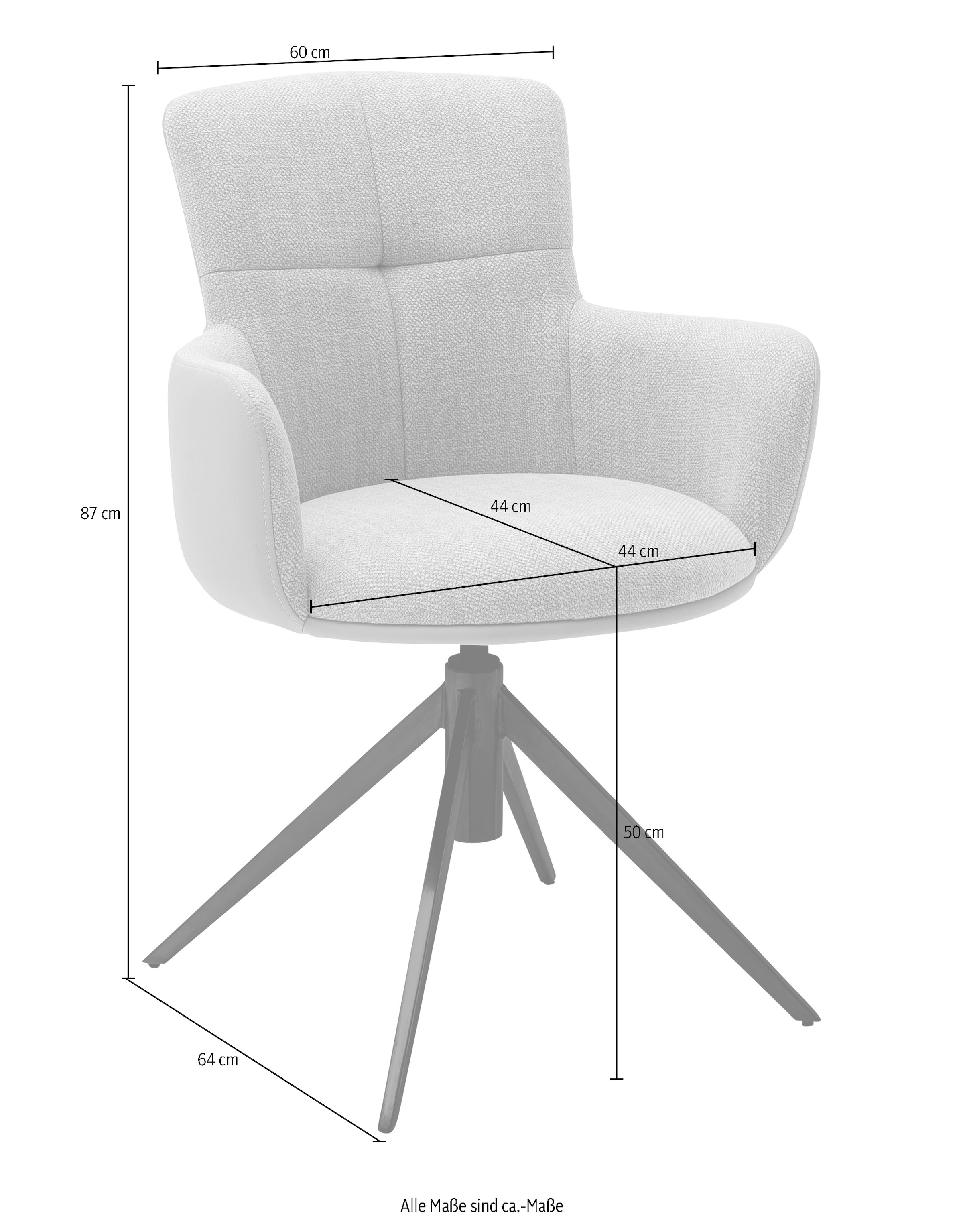 MCA furniture Esszimmerstuhl »Mecana«, (Set), 2 St., 2er Set Materialmix, Stuhl 360° drehbar mit Nivellierung, bis 120 kg