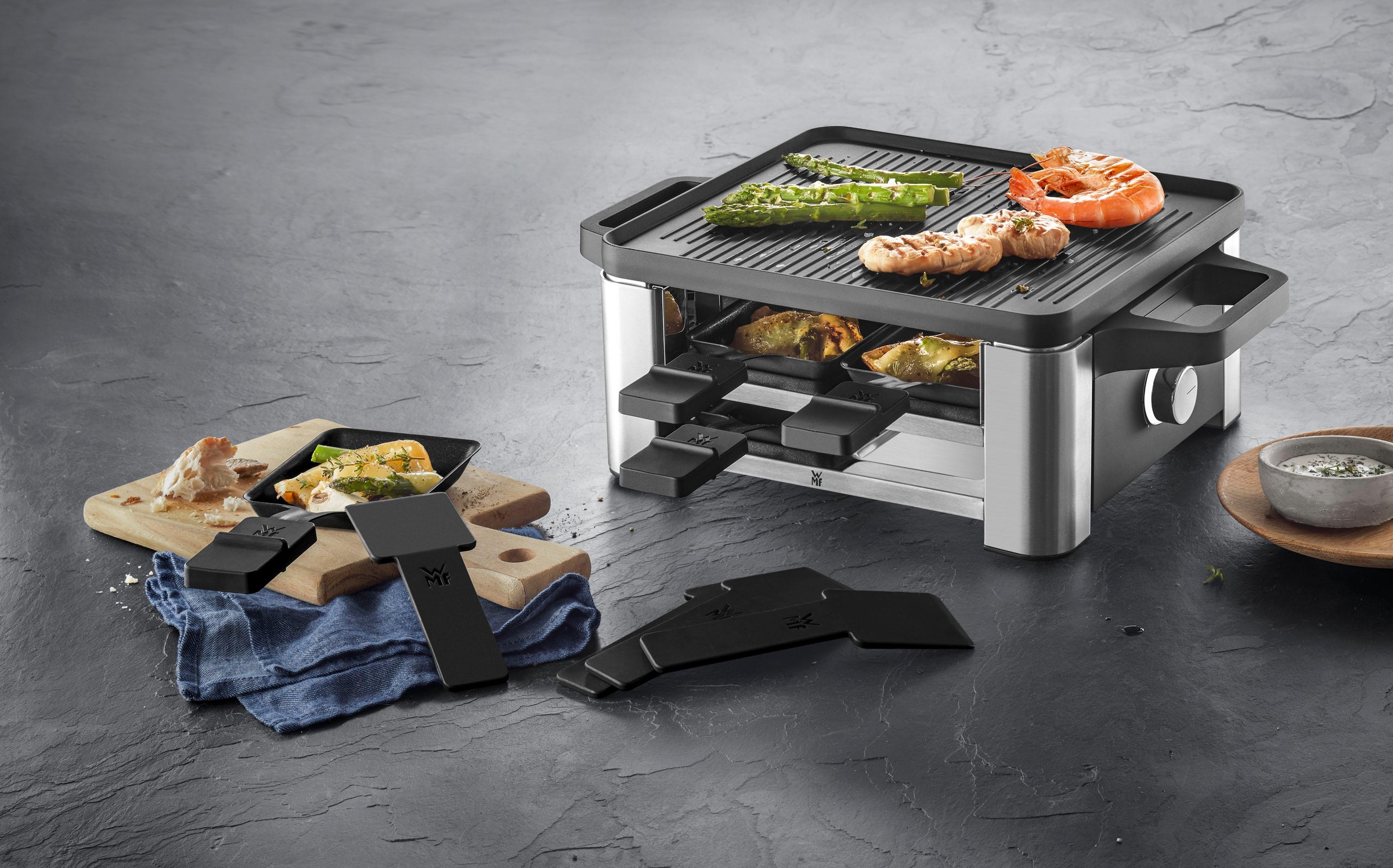 WMF Raclette »LONO for 4«, 4 St. Raclettepfännchen, 870 W, Spritzschutz, sp günstig online kaufen