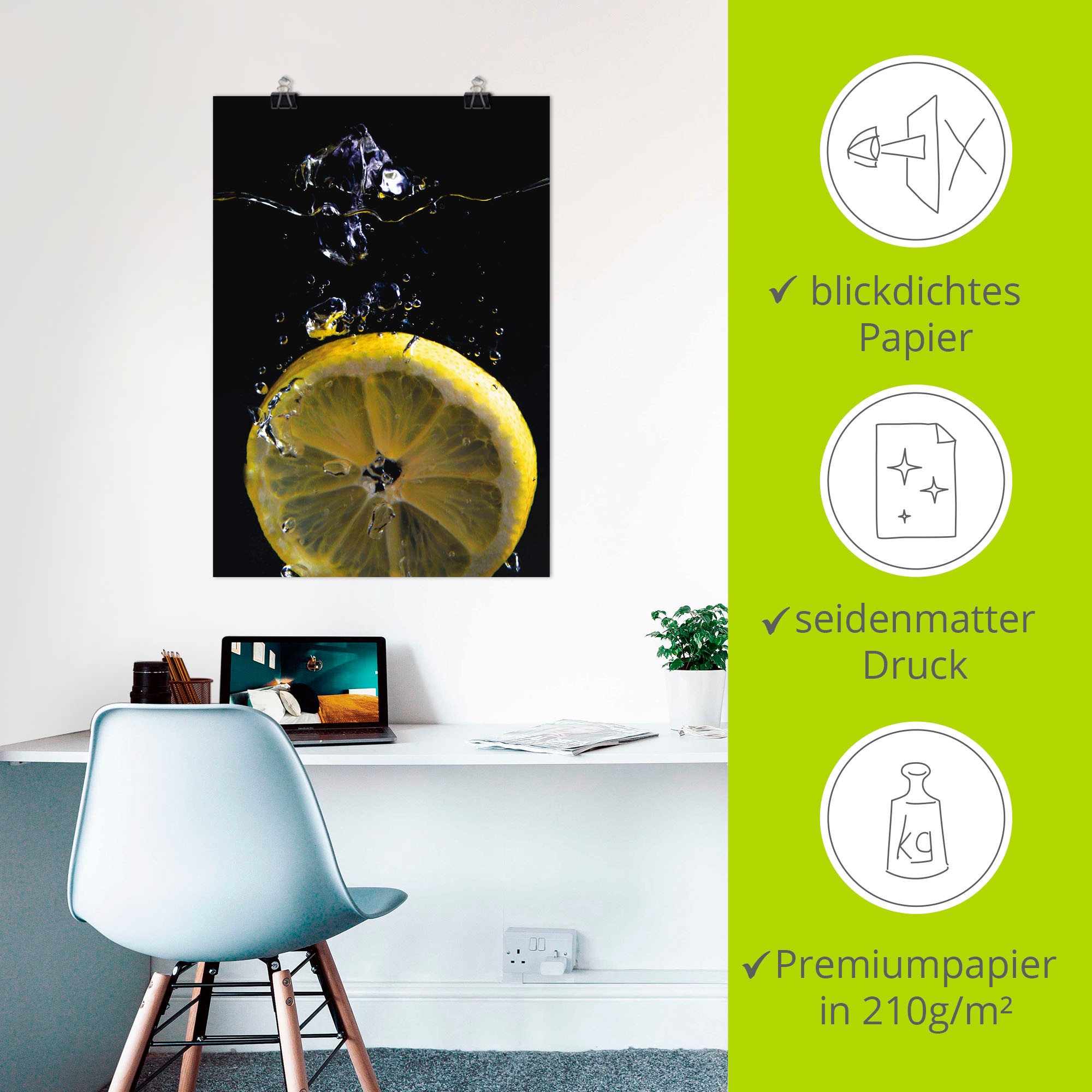 Artland Wandbild »Zitrone«, Lebensmittel, (1 St.), als Alubild, Outdoorbild, Leinwandbild, Poster in verschied. Größen