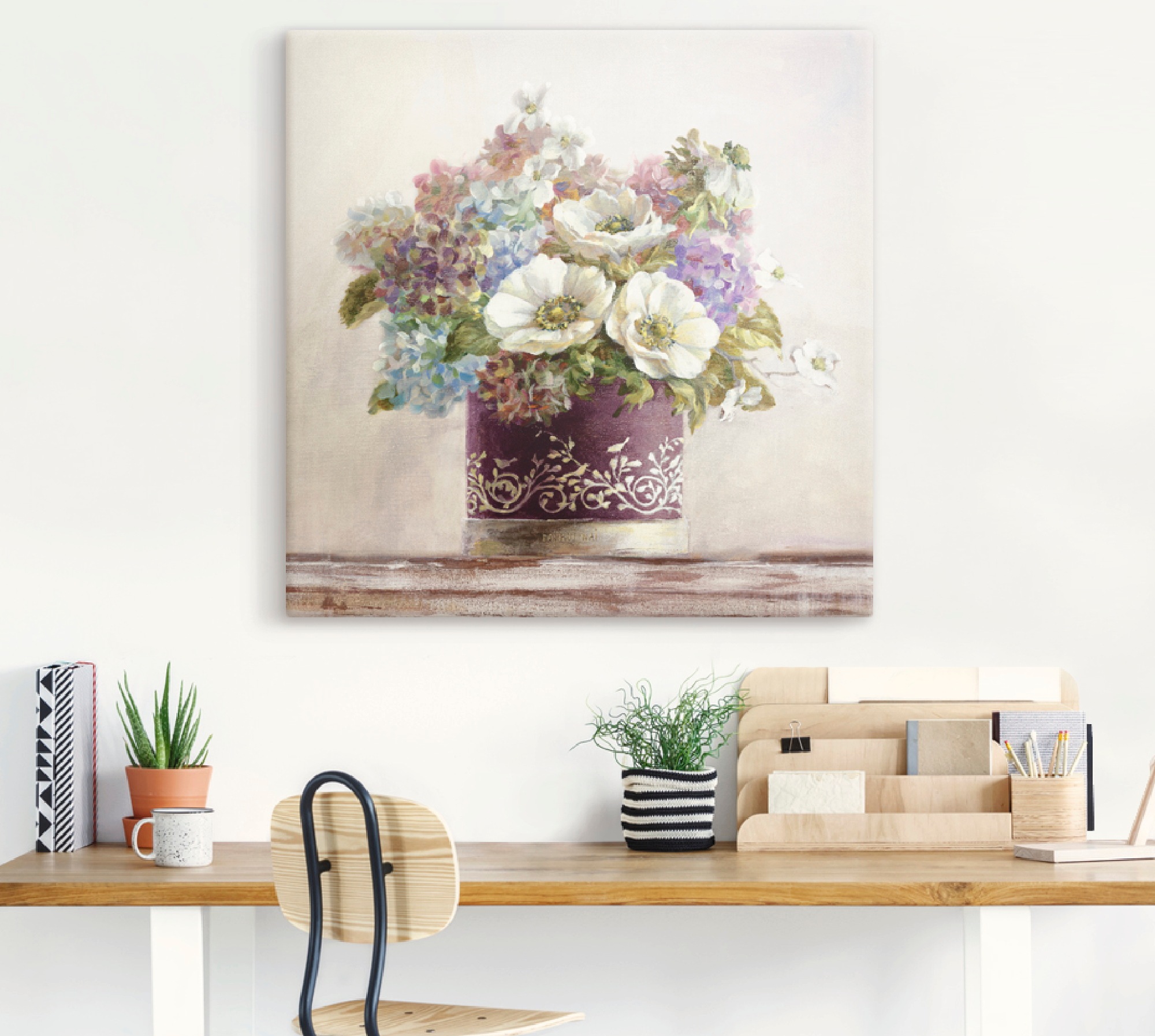 Artland Wandbild »Anemonen in Auberginer Hutschachtel«, Blumen, (1 St.), al günstig online kaufen