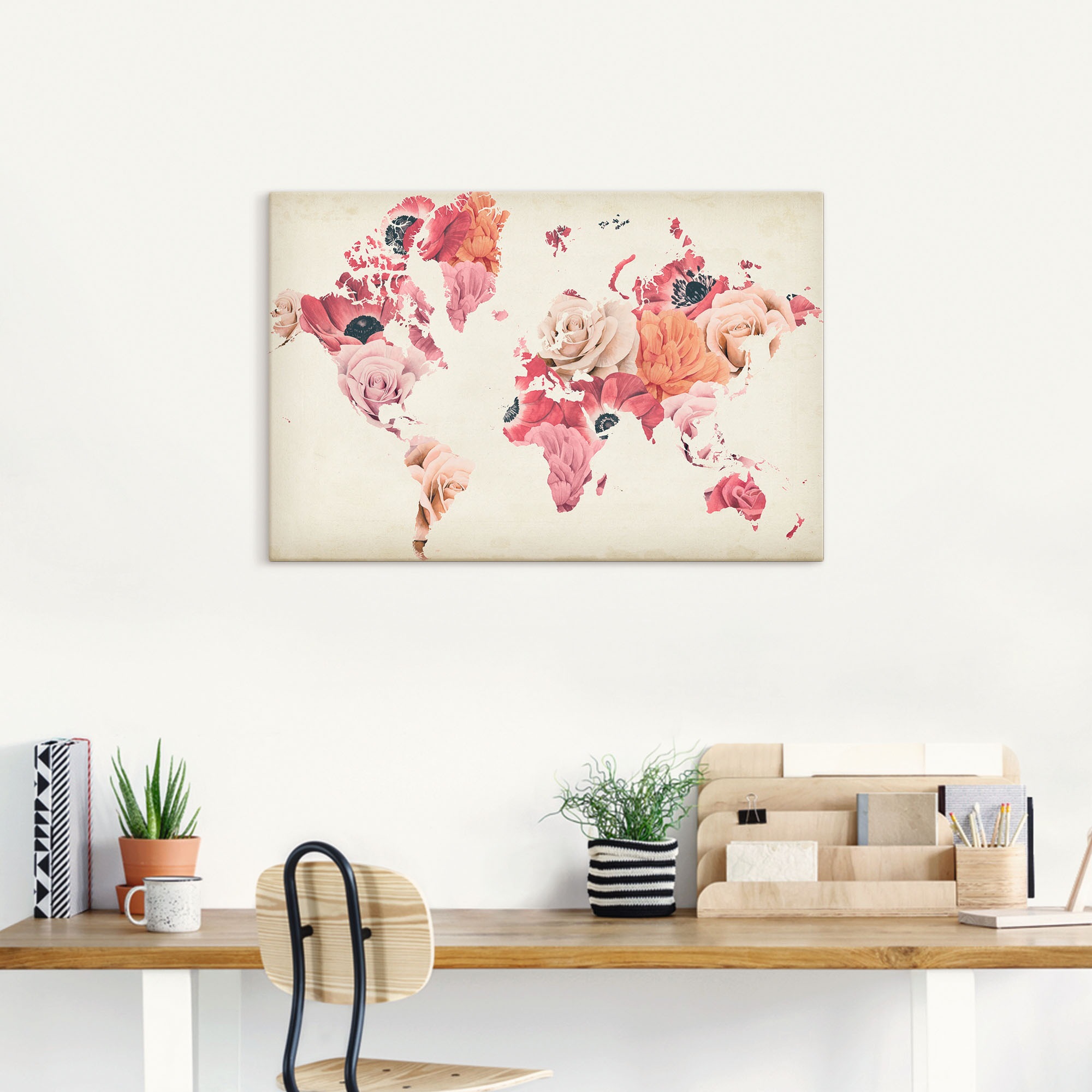 Artland Leinwandbild »Erde lacht in Blumen« Land- & Weltkarten 1 Stk. tlg. günstig online kaufen