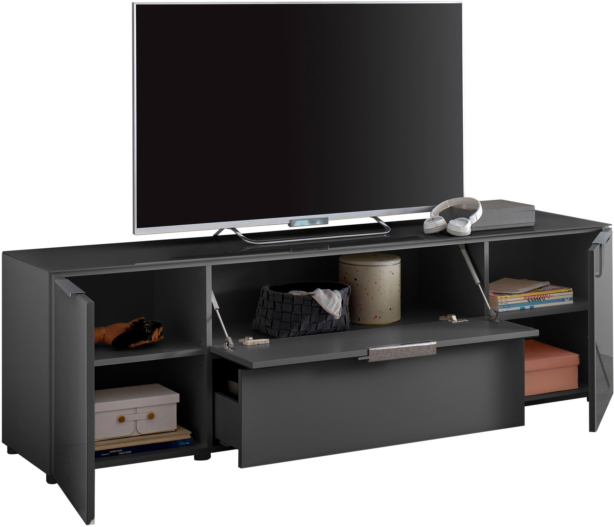 HBZ Lowboard »Santorin, BxHxT 180x99x40 cm«, (1 St.), Breite 180cm, Softclose für Türen und Schubkästen, Melaminbeschichtung