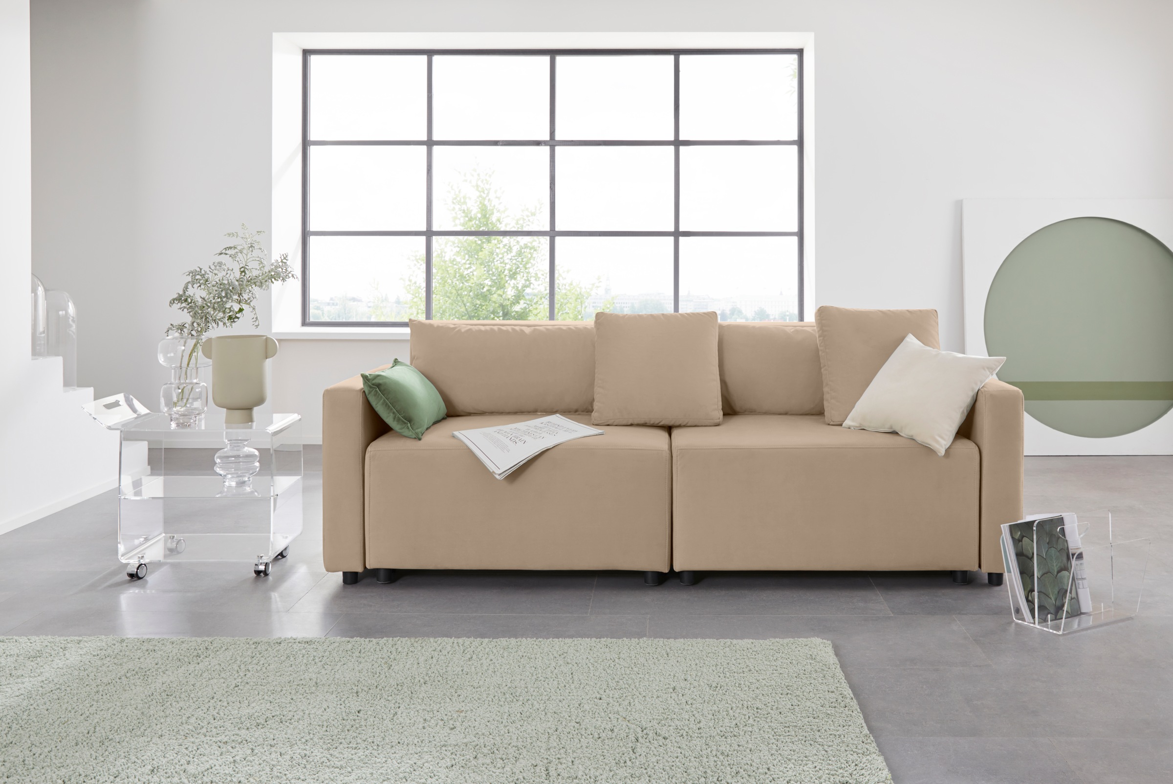 Home affaire 2-Sitzer »Marva 2tlg.« beide Elemente ausziehbar für Bettfunkt günstig online kaufen