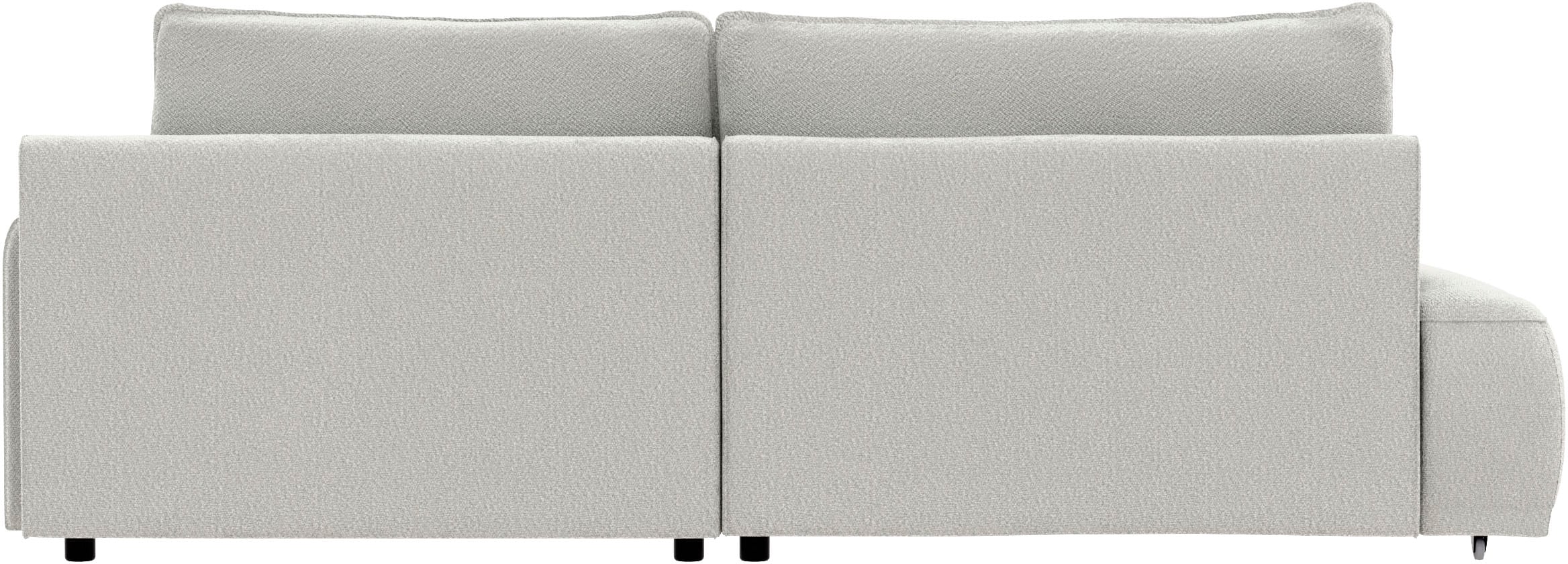 TRENDMANUFAKTUR Ecksofa »Fordon II, Schlafsofa mit Bettkasten, Couch in L-Form, Breite 250 cm«, in Struktur fein LEO, haustierfreundlich, wollweiß, Armlehne rechts