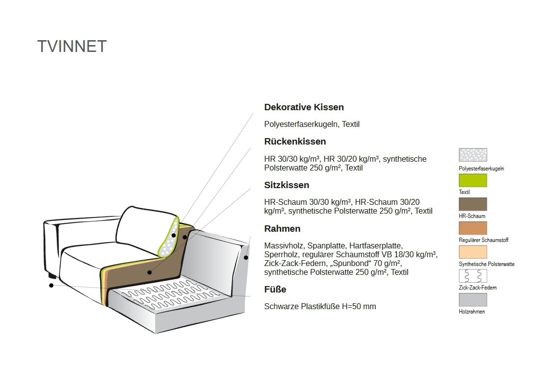 andas Ecksofa »Tvinnet«, Breite 228 cm, extra tiefe Sitzfläche, kubisches Sitzvergnügen